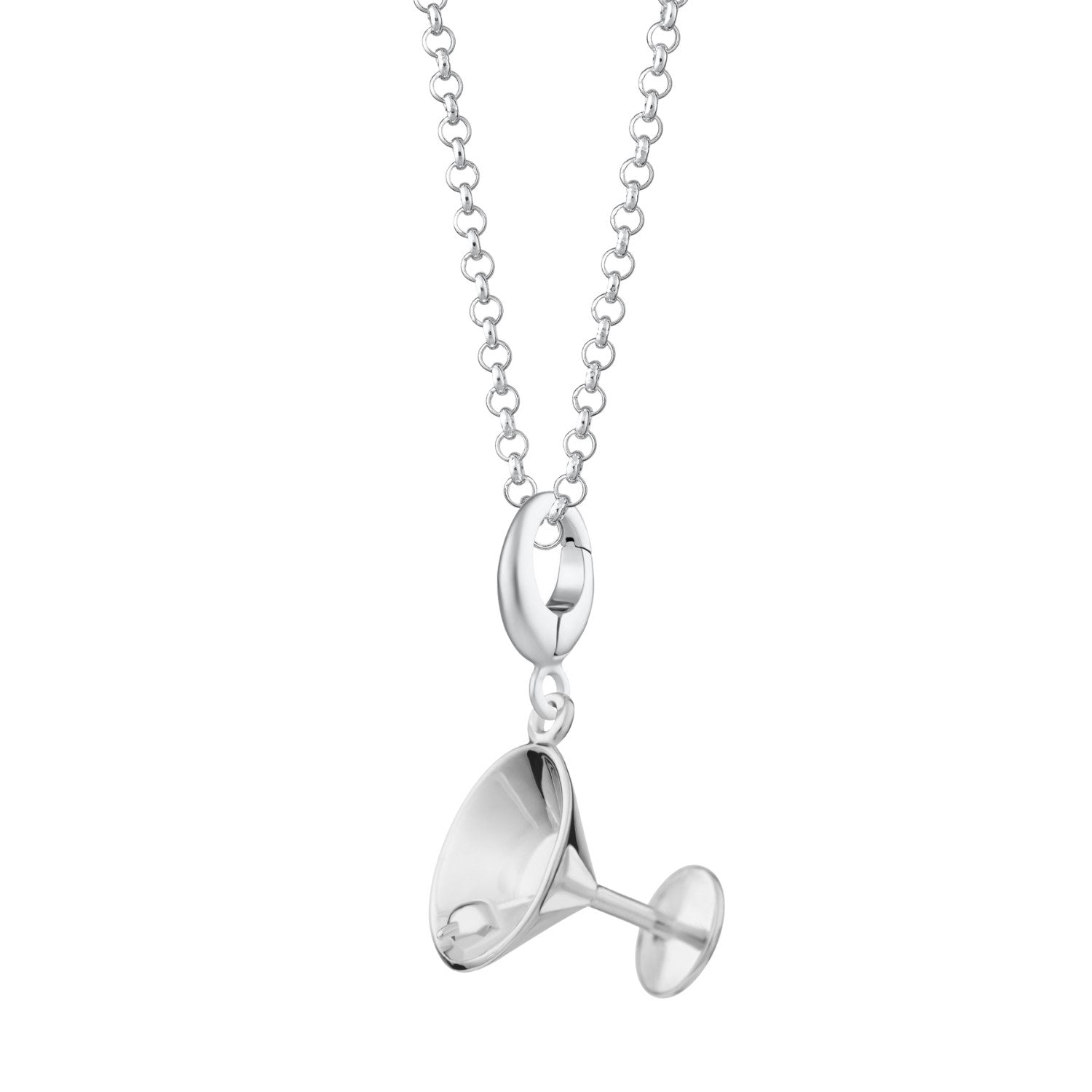 Sterling Silver Cocktail Glass Charm Necklace