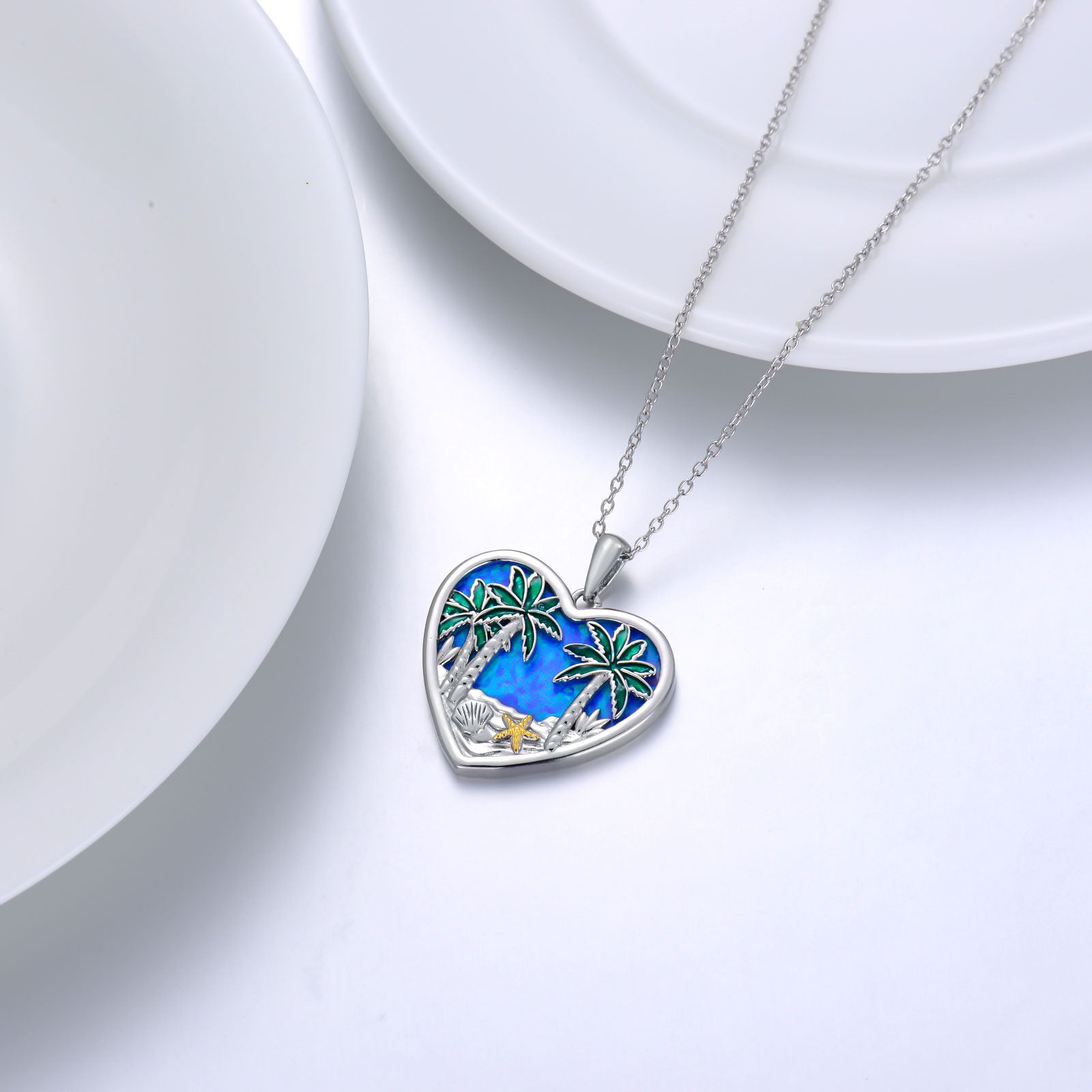 Sterling Silver Coconut Tree Pendant Necklace