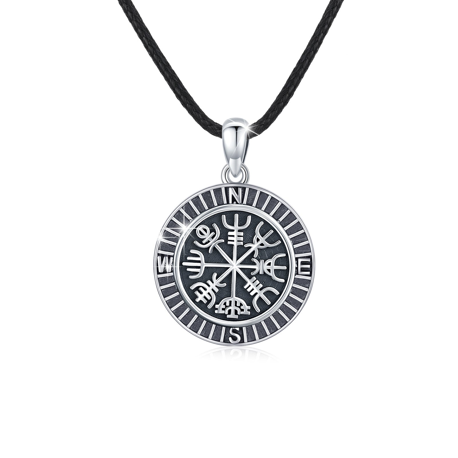Sterling Silver Compass Pendant Necklace