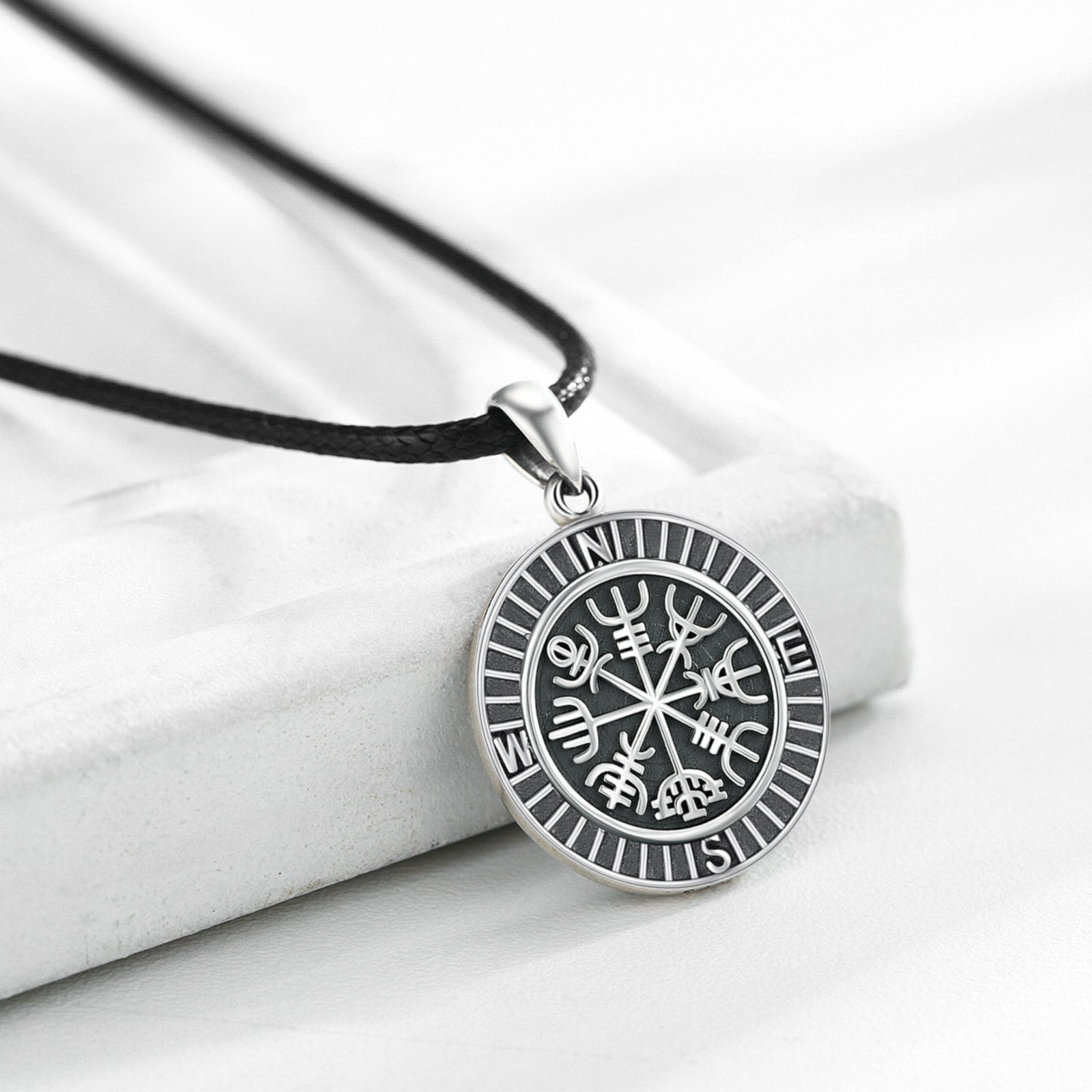 Sterling Silver Compass Pendant Necklace