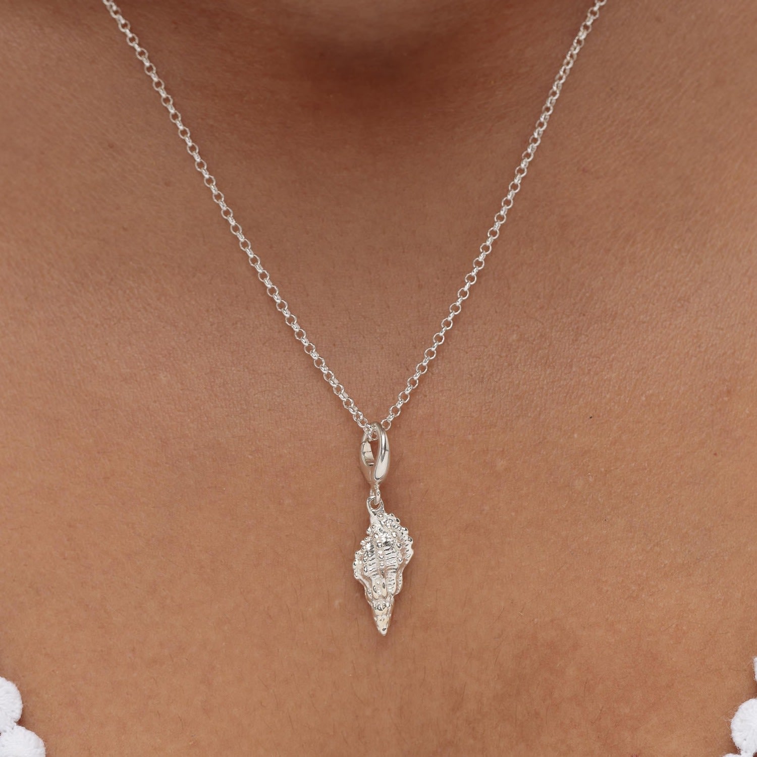 Sterling Silver Conch Shell Charm Necklace