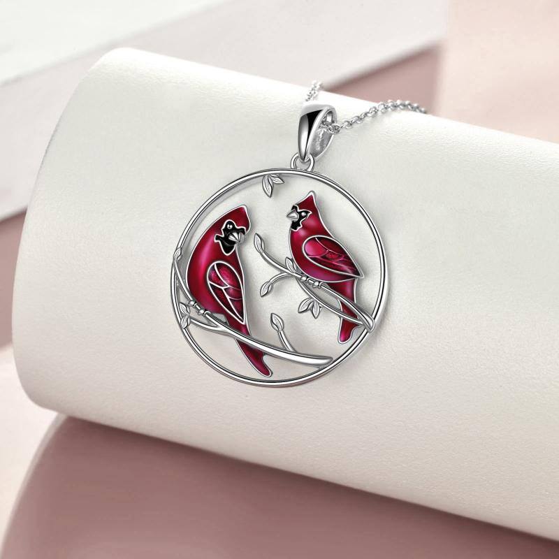 Sterling Silver Couple Cardinal Pendant Necklace
