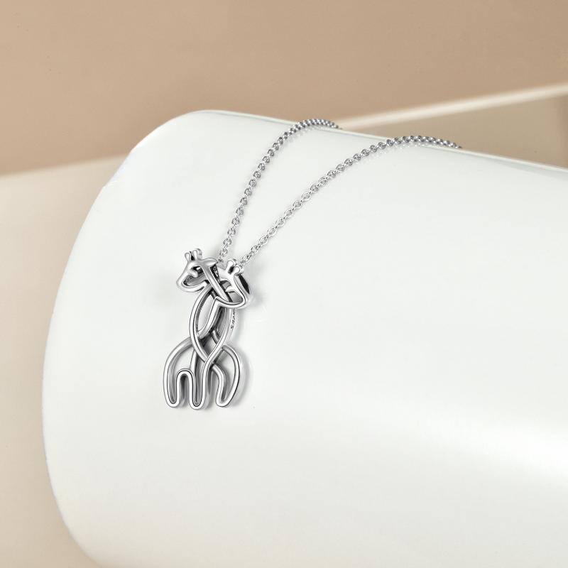Sterling Silver Couple Giraffe Pendant Necklace for Lovers