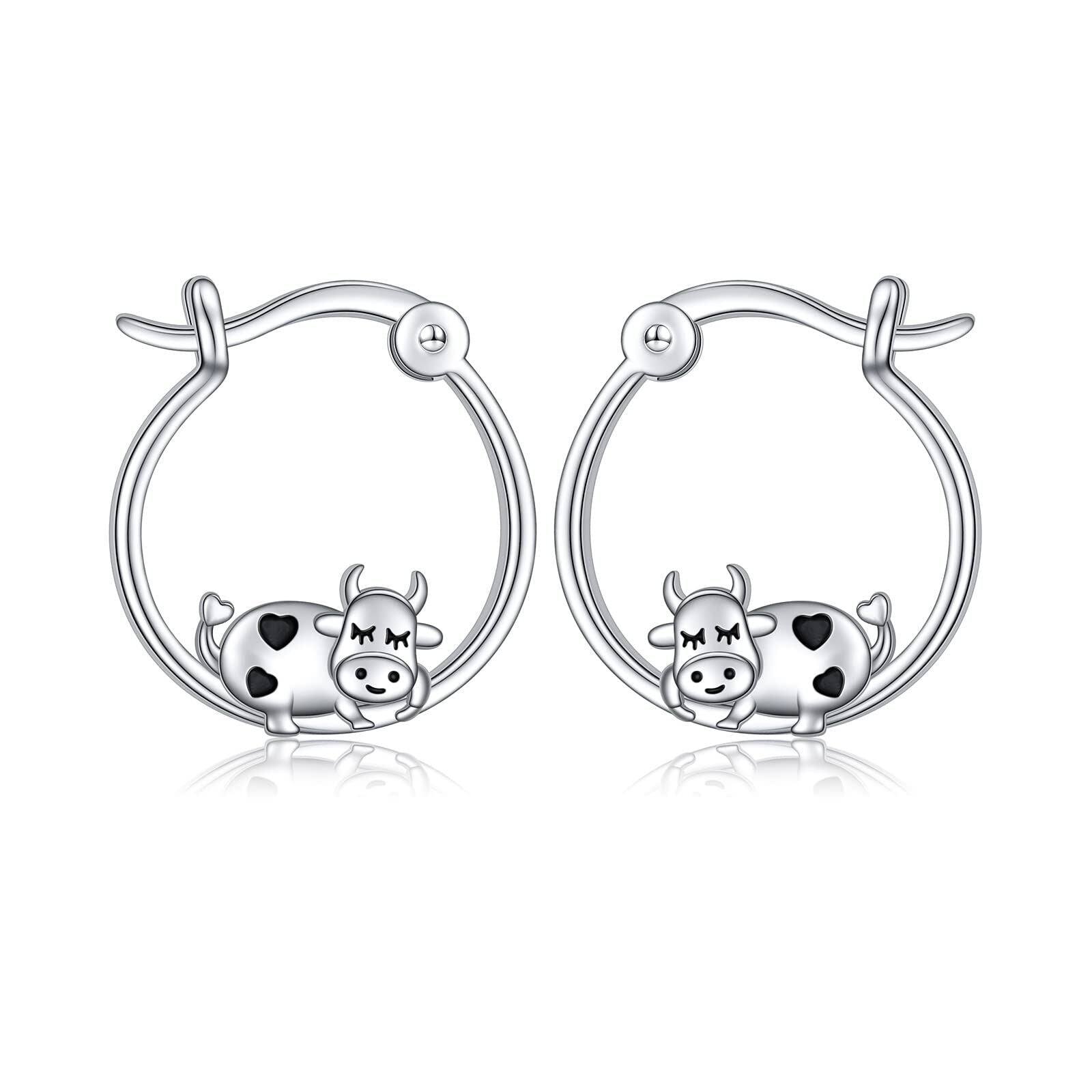 Sterling Silver Cow Hoop Earrings