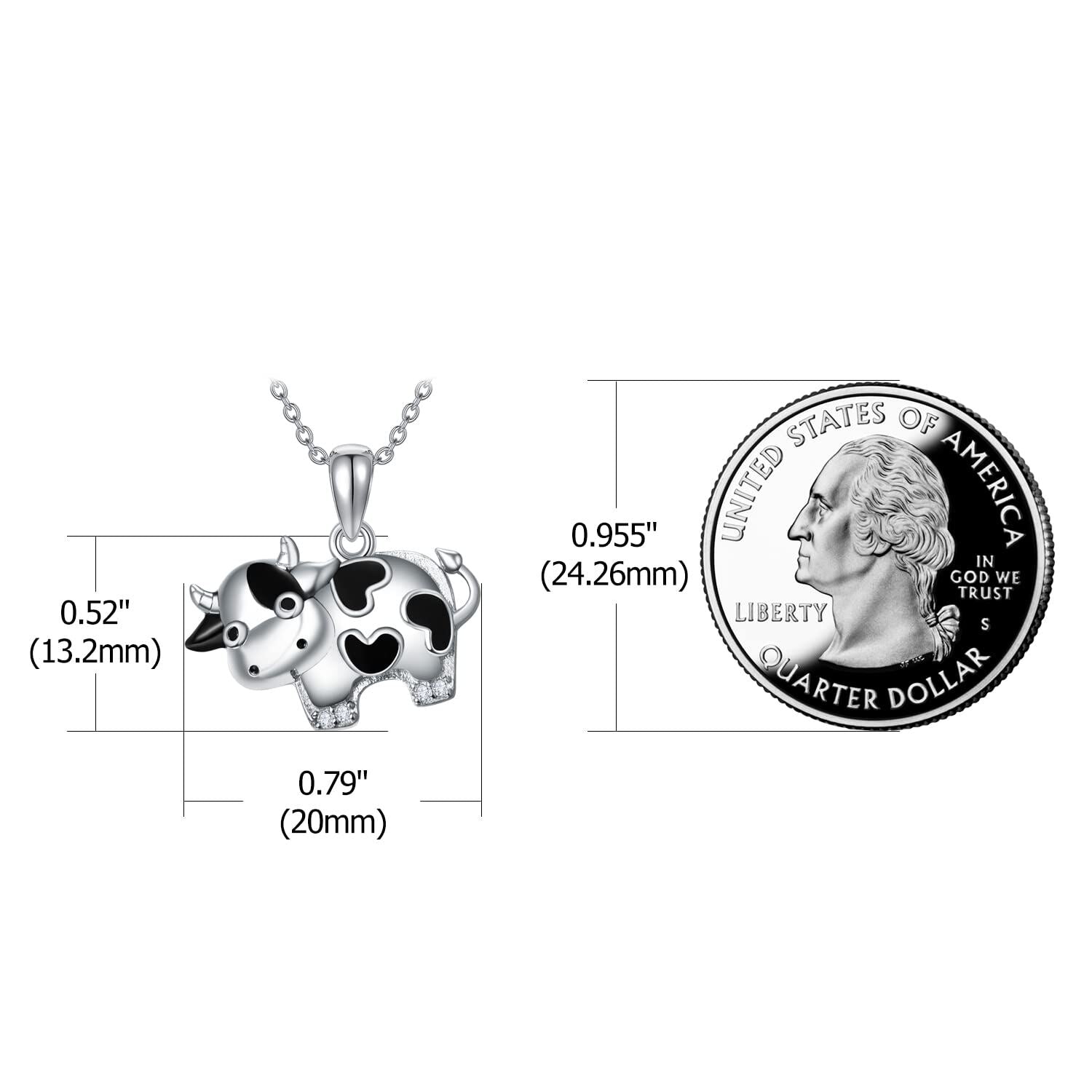 Sterling Silver Cow Pendant Necklace Gift for Girls