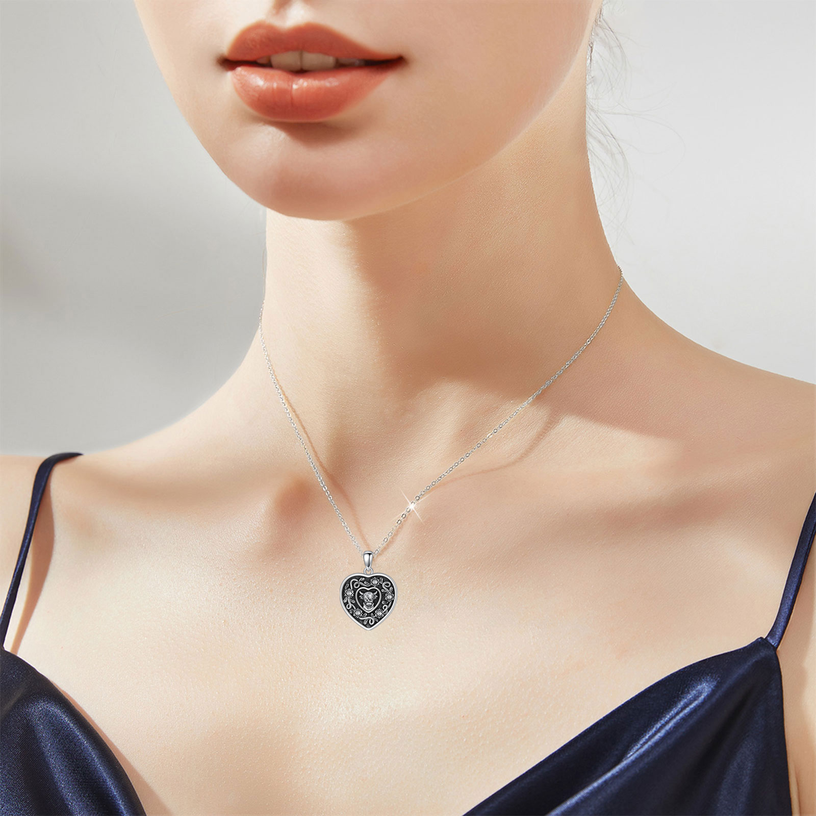 Sterling Silver Cow Pendant Necklace