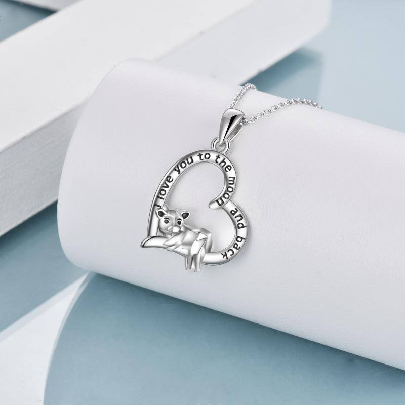 Sterling Silver Cow Pendant Necklace with Engraved Word