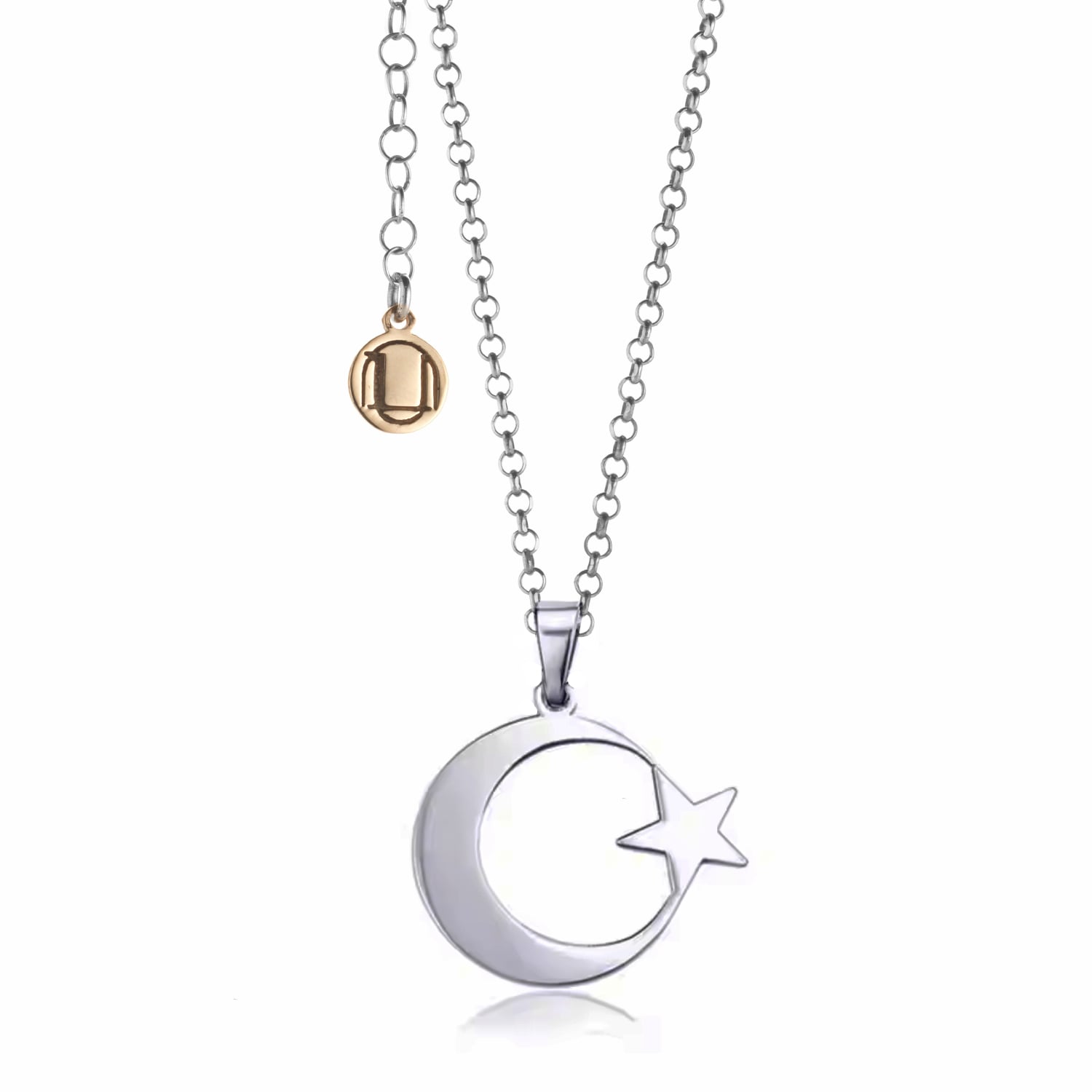 Sterling Silver Crescent Moon And Star Necklace – Gold Vermeil Islamic Pendant Jewelry, Symbol Of Faith, Spirituality, And Unity