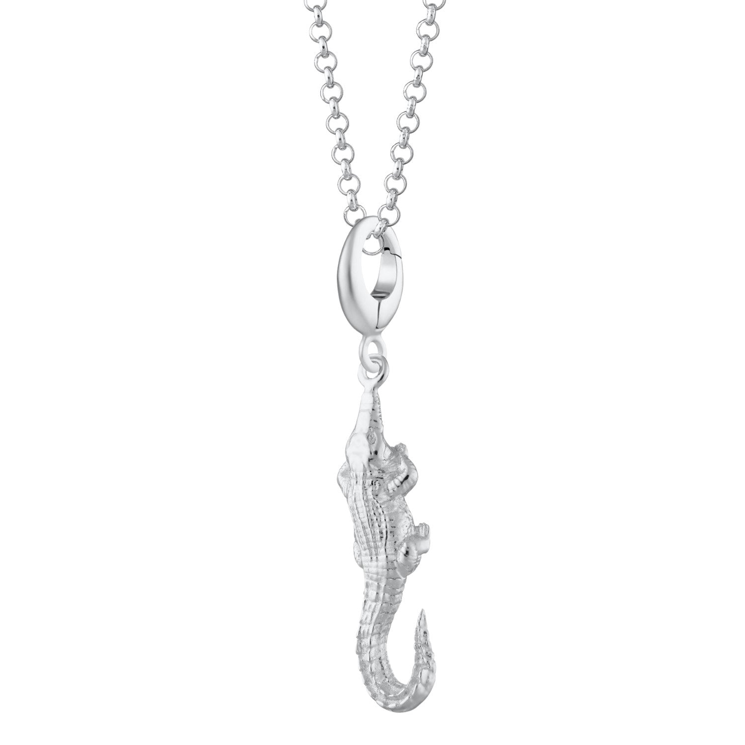 Sterling Silver Crocodile Charm Necklace