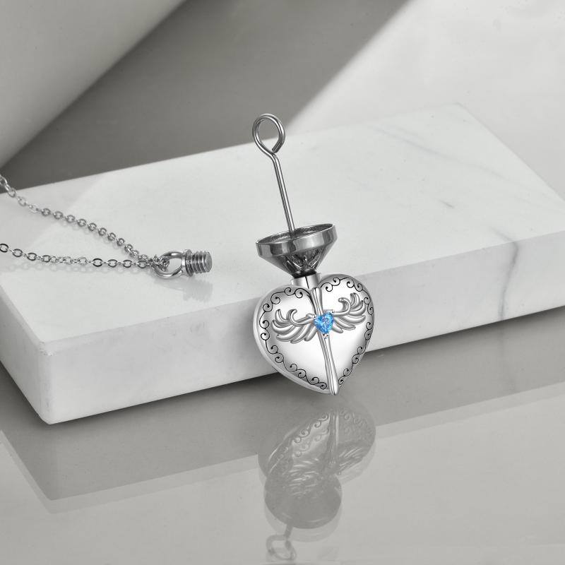 Sterling Silver Cross Angel Wings Heart Love Urn Necklace For Ashes Memorial Keepsake Pendant Cremation Jewellery