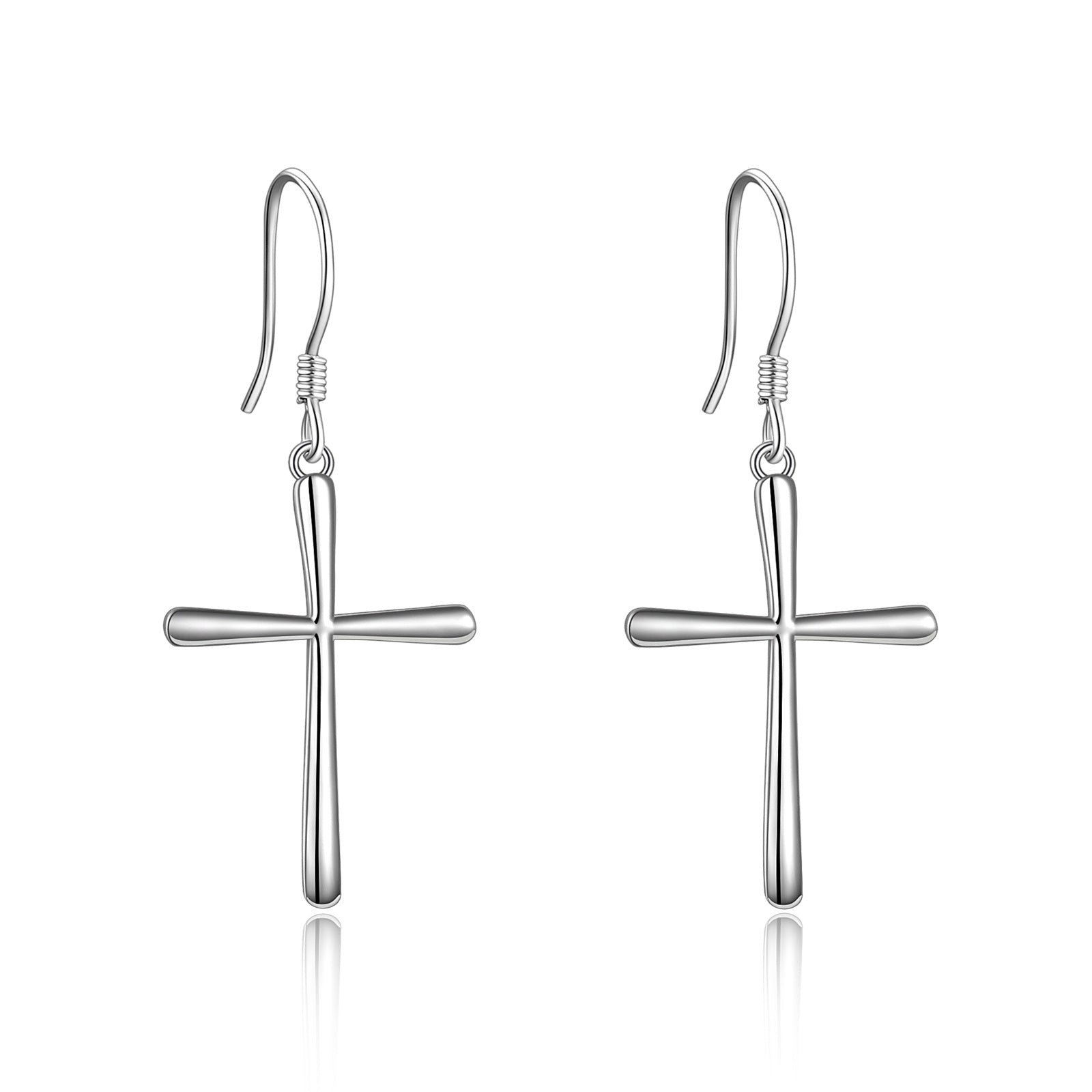 Sterling Silver Cross Drop Earrings
