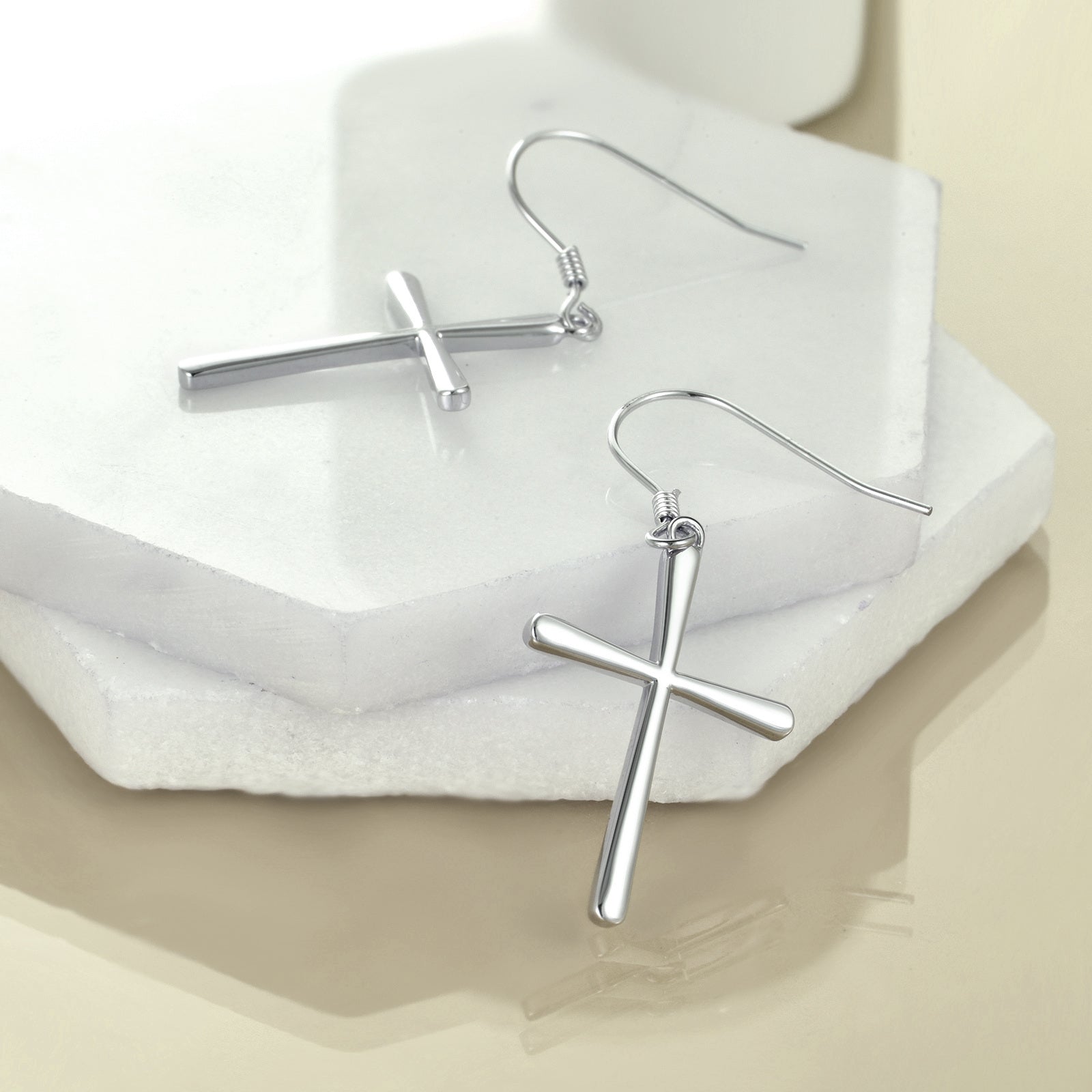 Sterling Silver Cross Drop Earrings