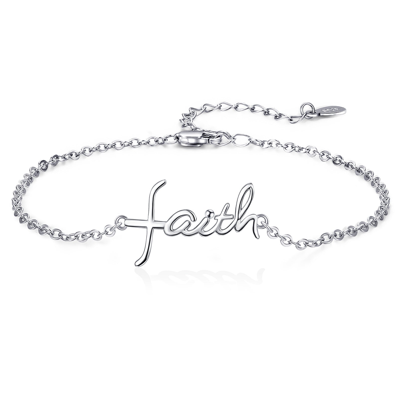 Sterling Silver Cross Knot Charm Bracelet