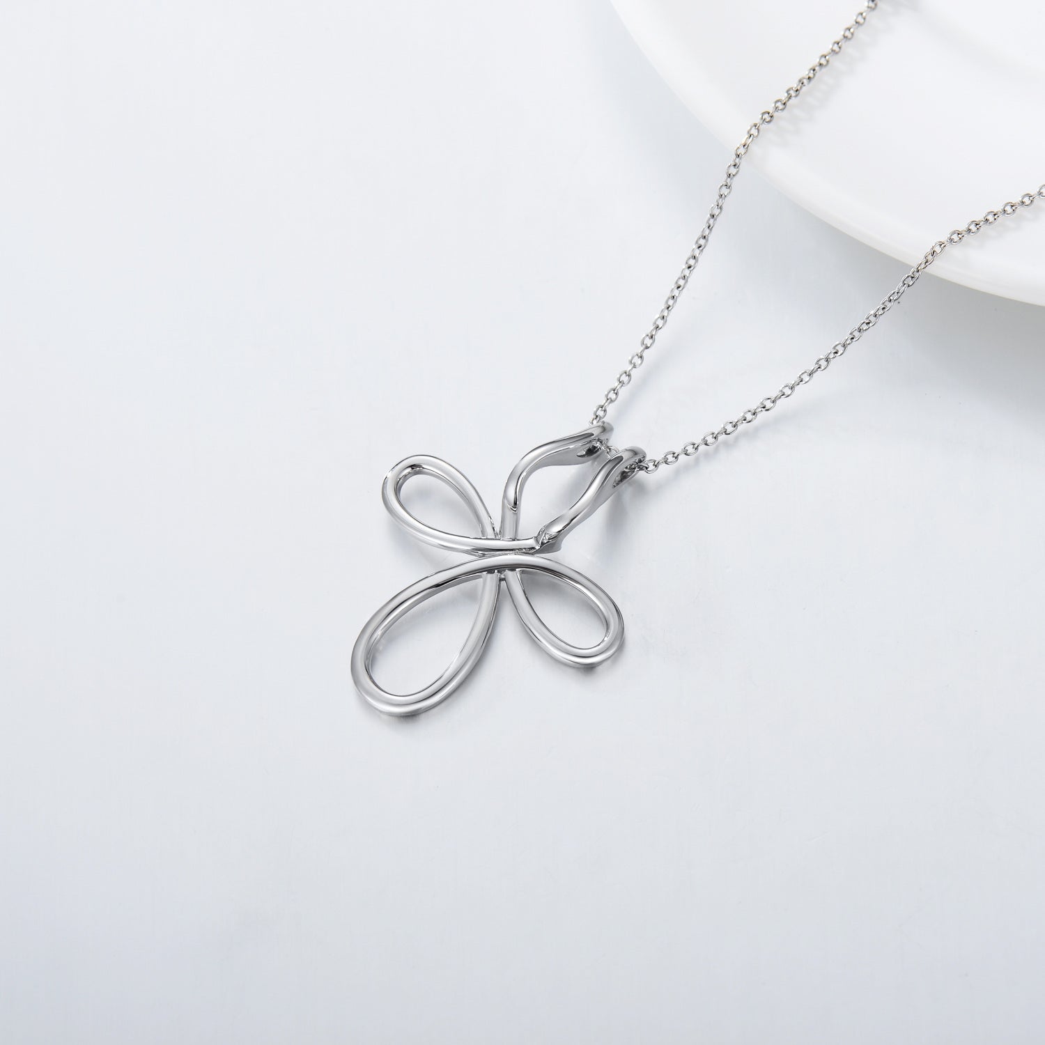 Sterling Silver Cross Knot & Ring Holder Pendant Necklace