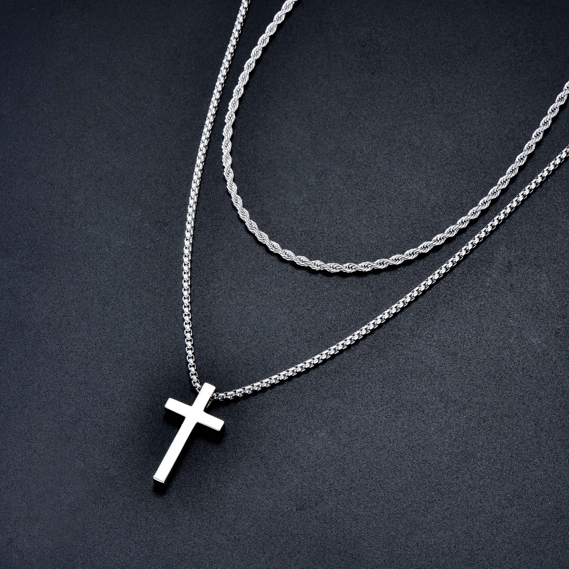 Sterling Silver Cross Layered Necklace