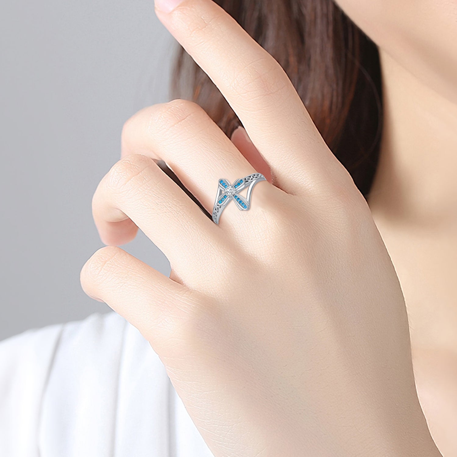 Sterling Silver Cubic Zirconia Cross Ring