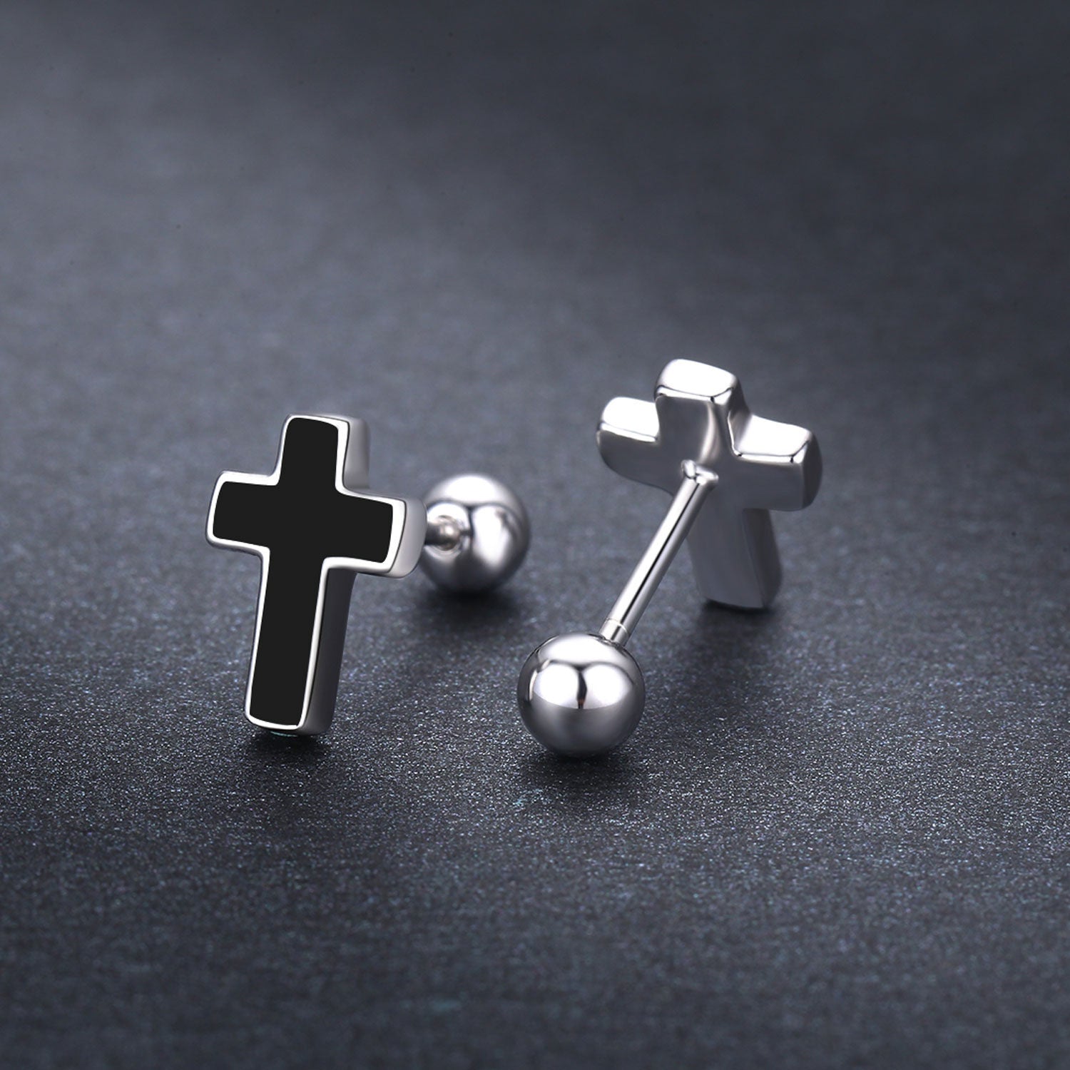 Sterling Silver Cross Stud Earrings