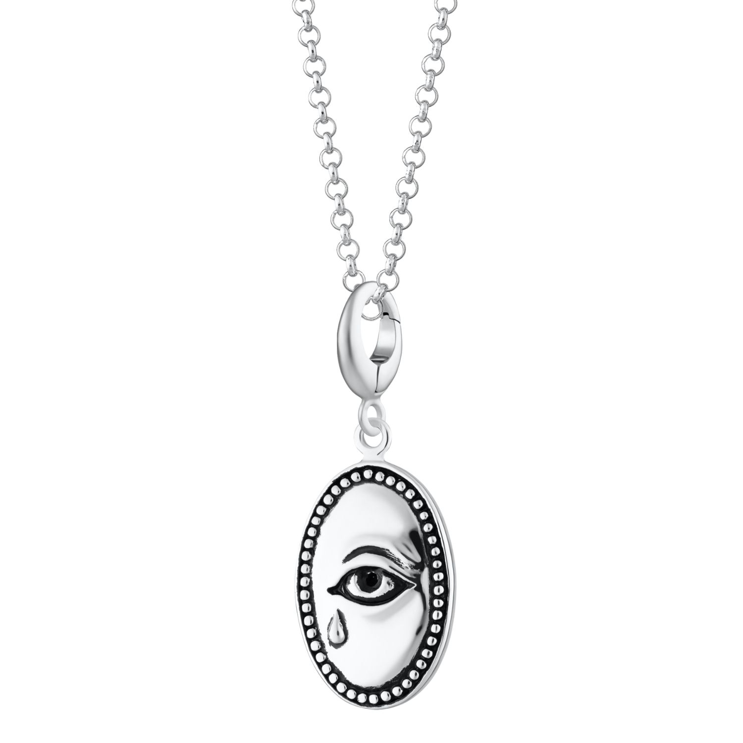 Sterling Silver Crying Eye Charm Necklace