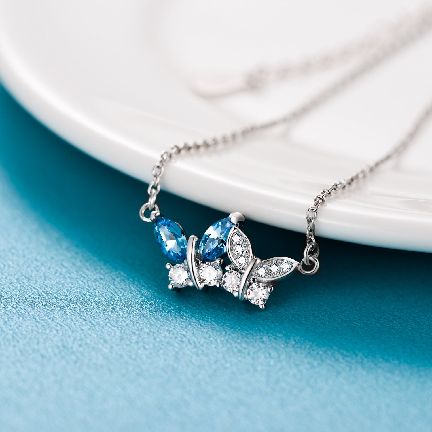 Sterling Silver Crystal Butterfly Charm Bracelet