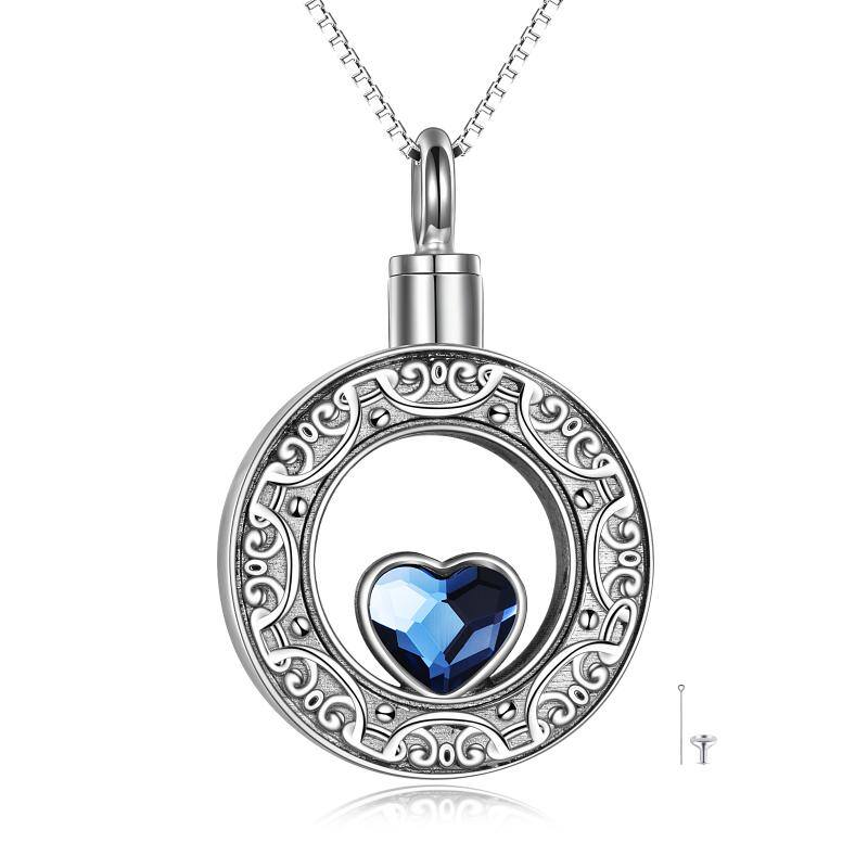 Sterling Silver Crystal Circle Urn Necklace for Ashes