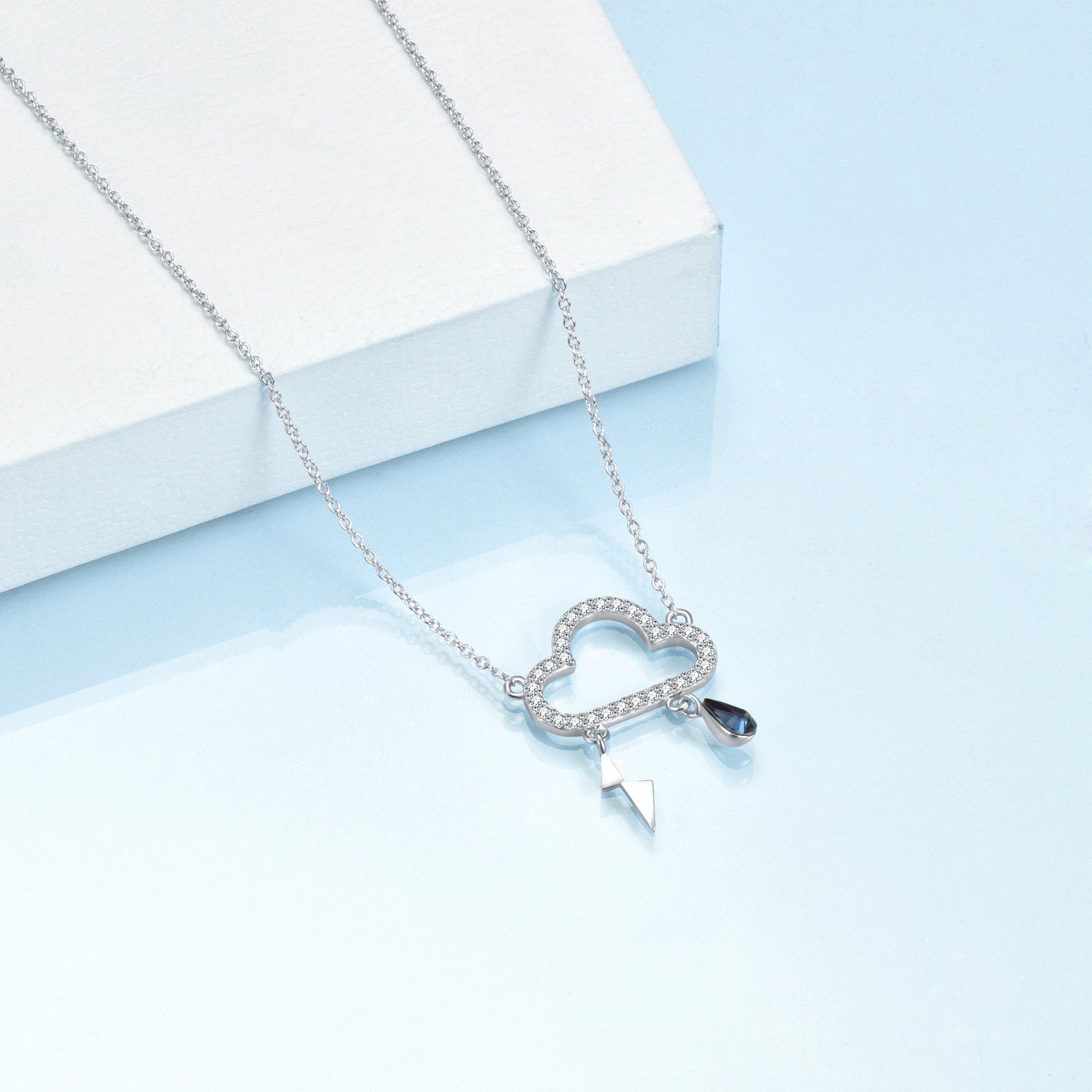 Sterling Silver Crystal Clouds Pendant Necklace