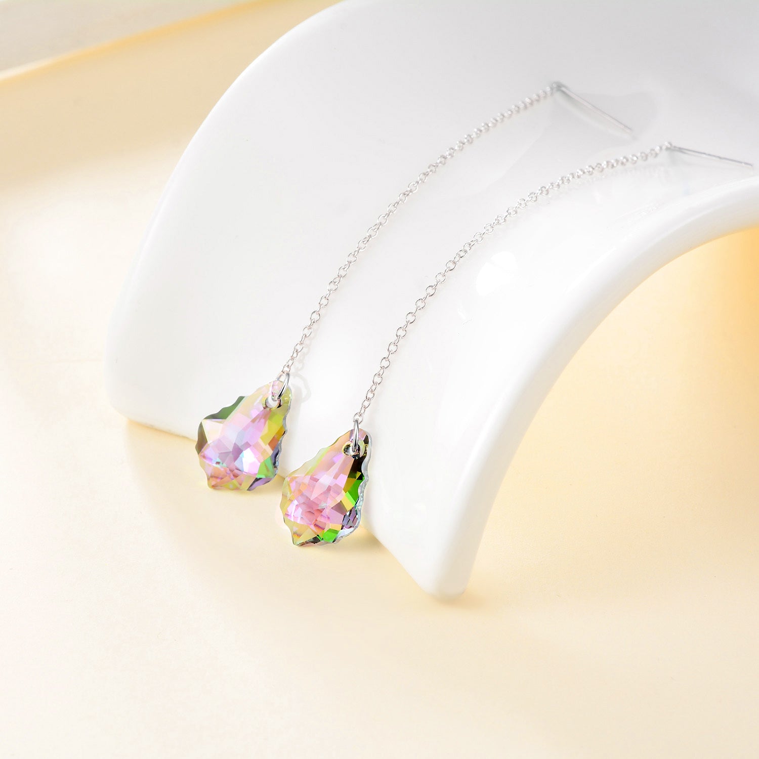 Sterling Silver Crystal Drop Earrings For Women