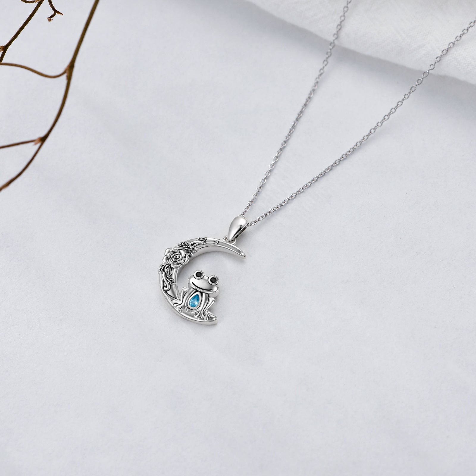 Sterling Silver Crystal Frog Pendant Necklace