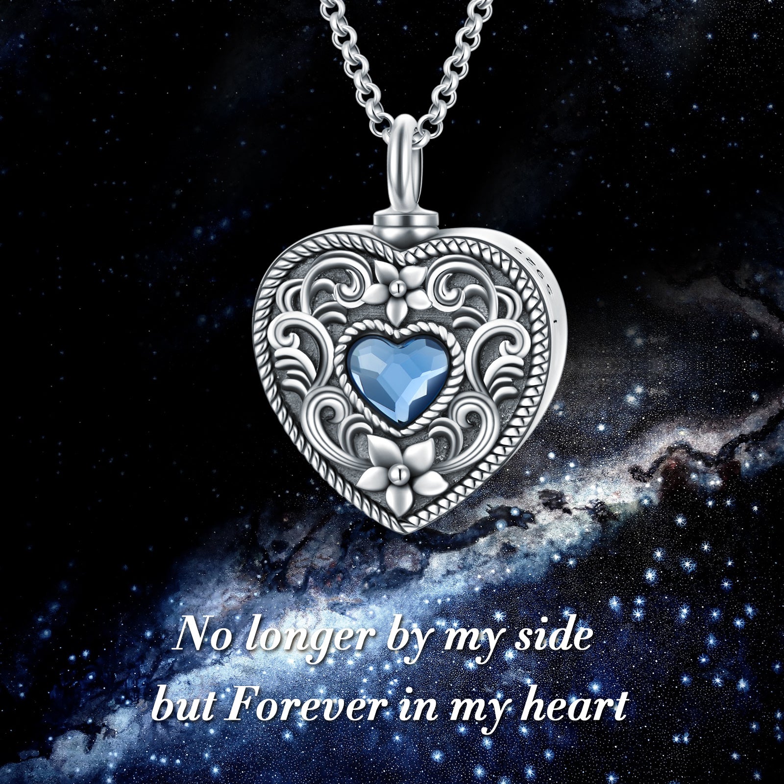 Sterling Silver Crystal Heart & Daffodil Personalized Photo Locket Urn Necklace for Ashes
