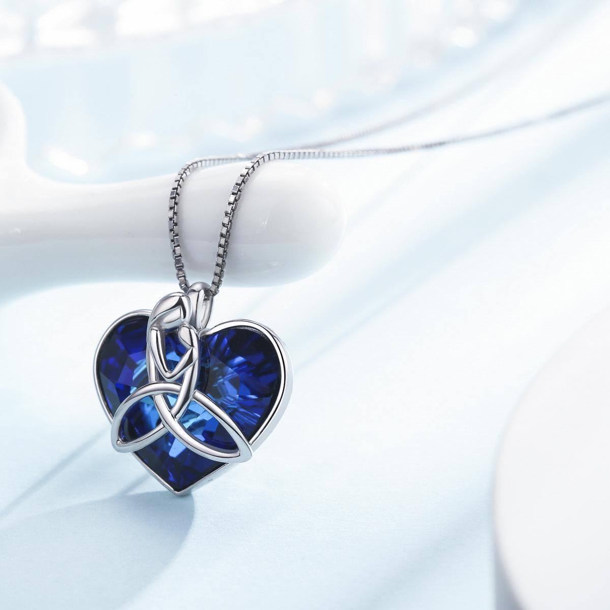 Sterling Silver Crystal Heart Pendant Necklace