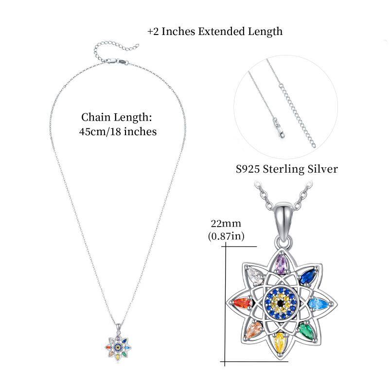 Sterling Silver Crystal Lotus Pendant Necklace