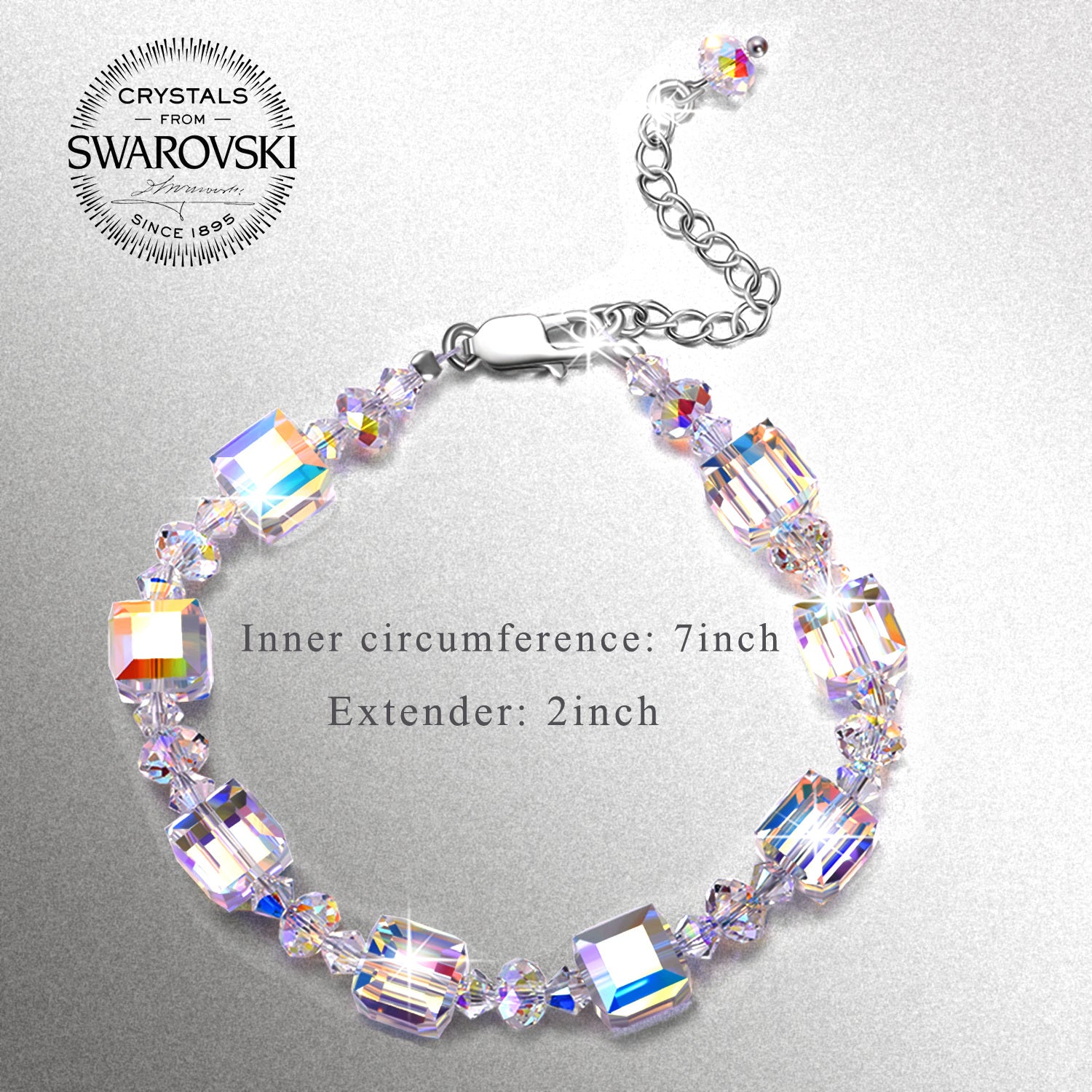 Sterling Silver Crystal Square Identification Bracelet