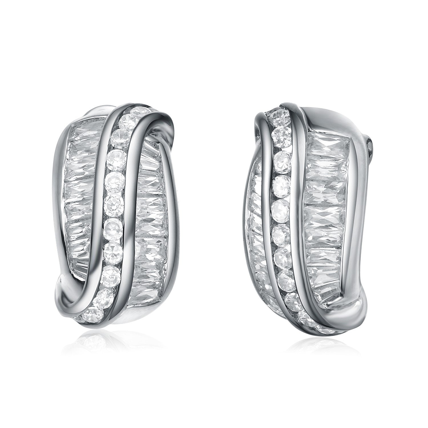 Sterling Silver Cubic Zirconia Accent Clip Earrings