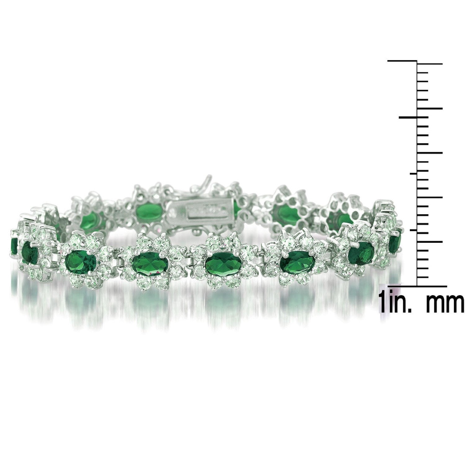 Sterling Silver Cubic Zirconia Bracelet With Green Stones