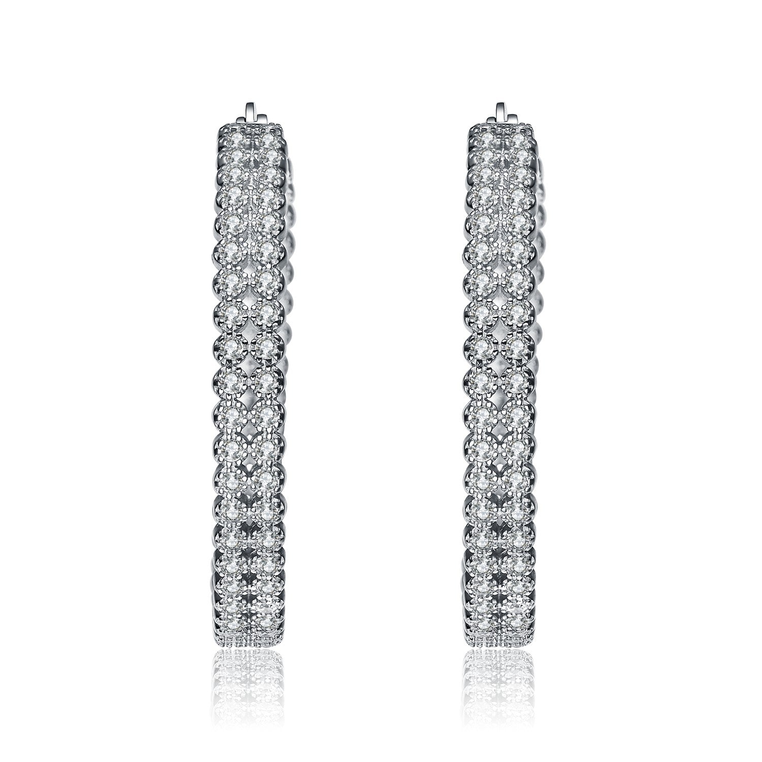 Sterling Silver Cubic Zirconia Braided Hoop Earrings