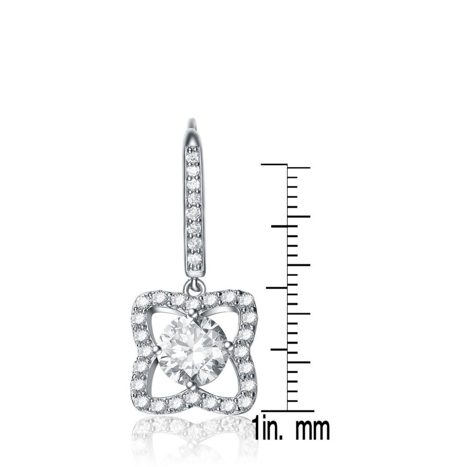 Sterling Silver Cubic Zirconia Butterfly Drop Earrings