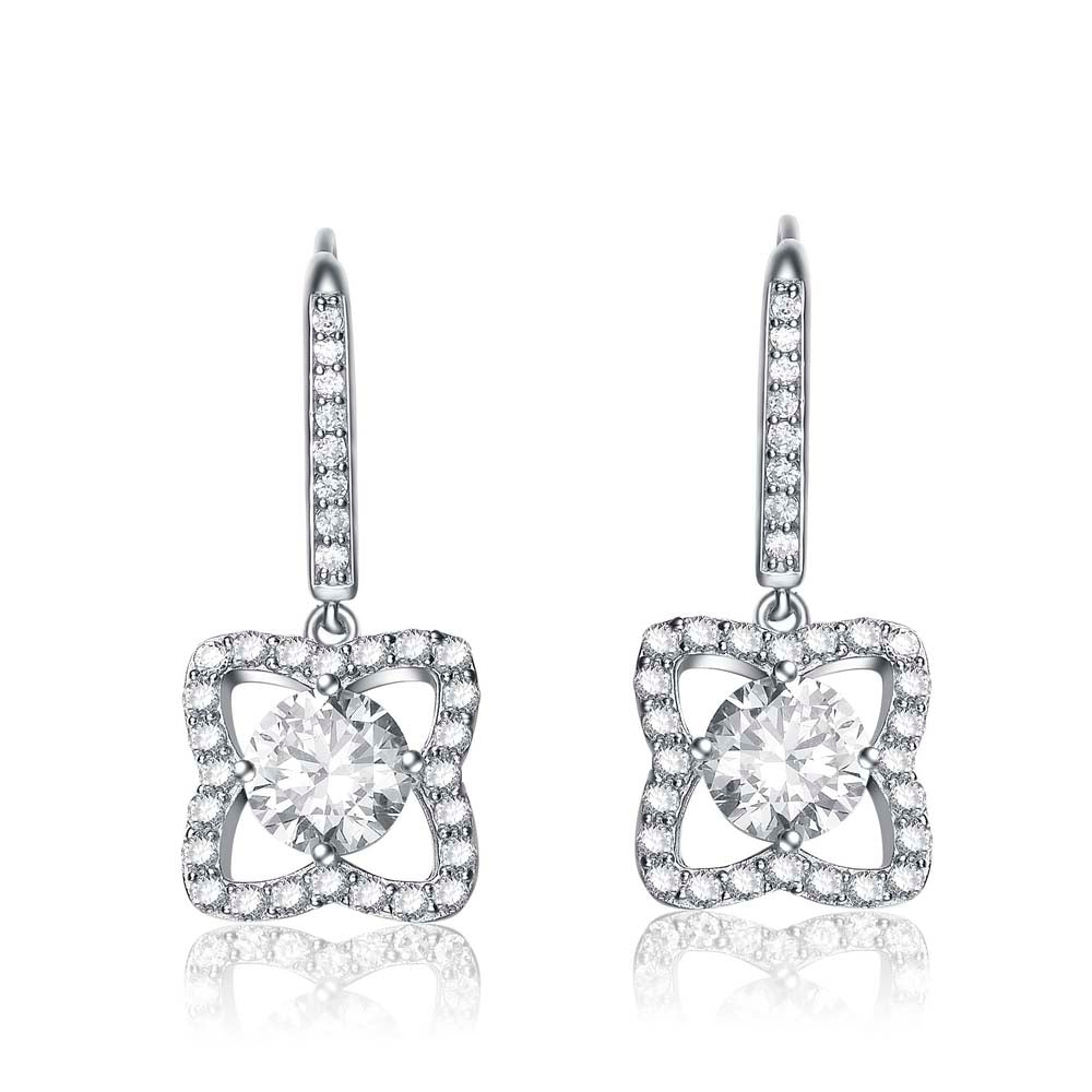 Sterling Silver Cubic Zirconia Butterfly Drop Earrings