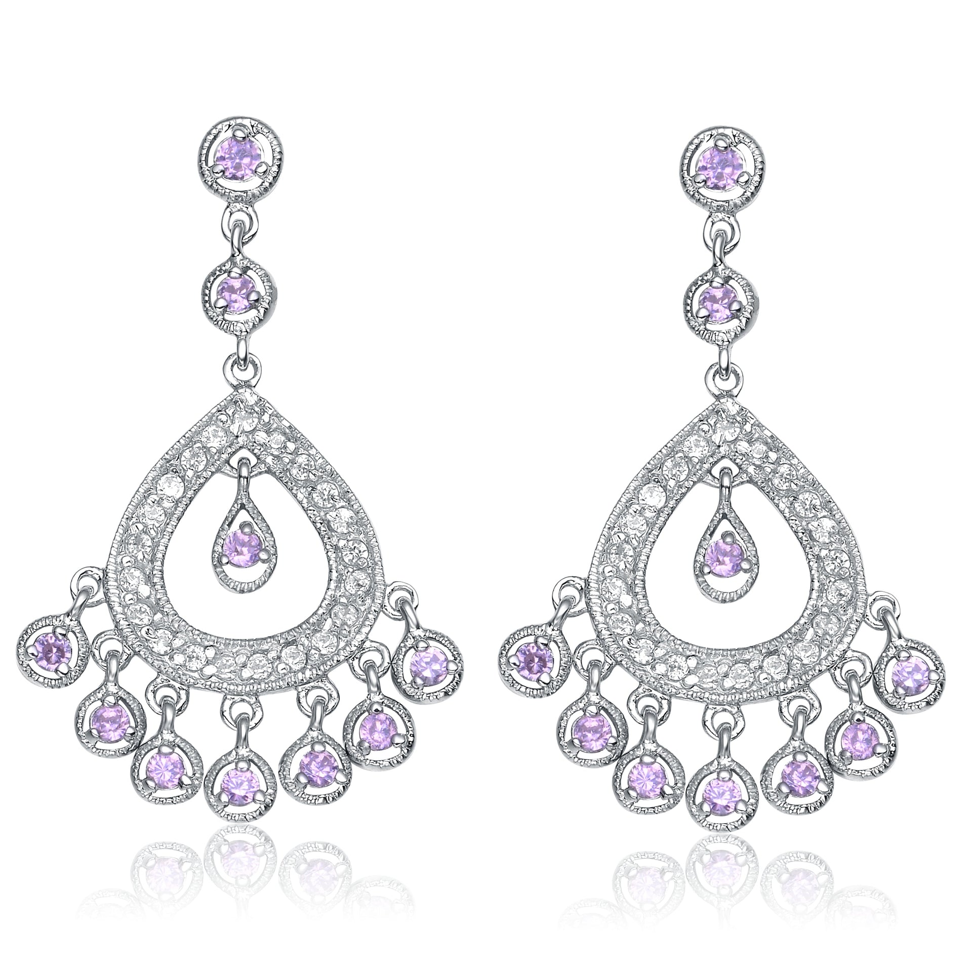 Sterling Silver Cubic Zirconia Chandelier Earrings