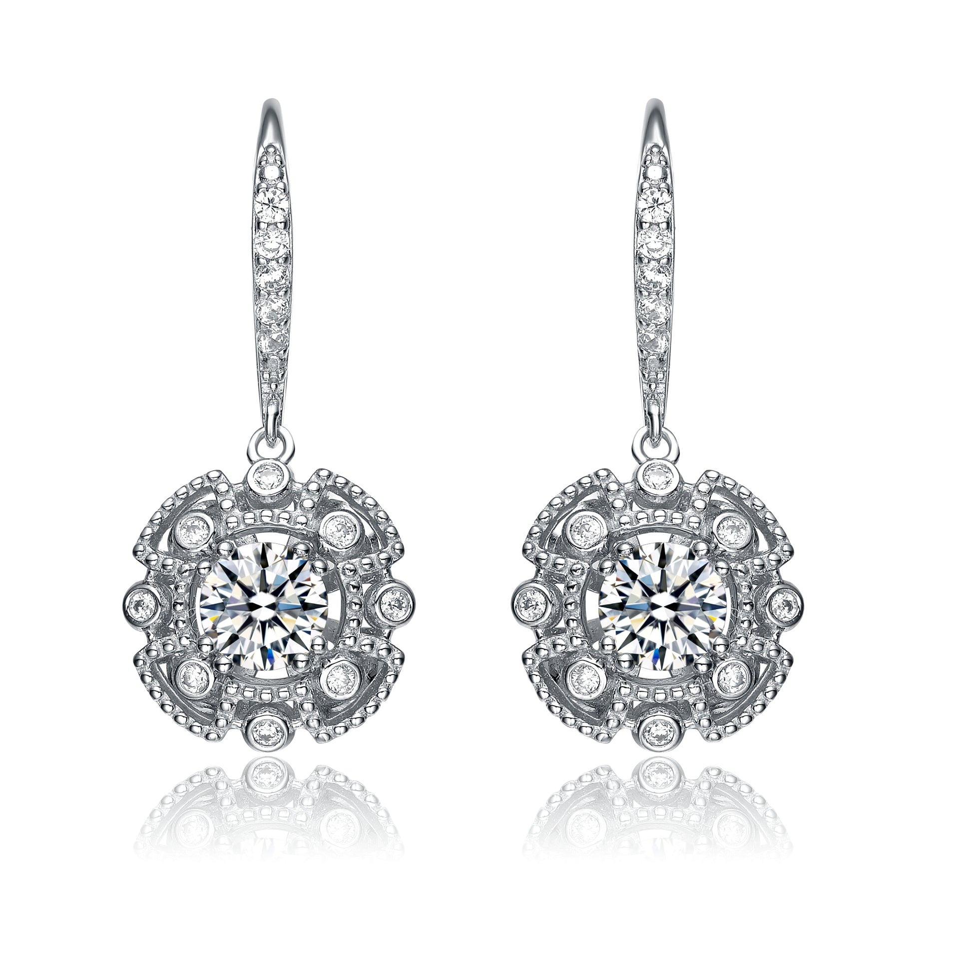 Sterling Silver Cubic Zirconia Charm Earrings