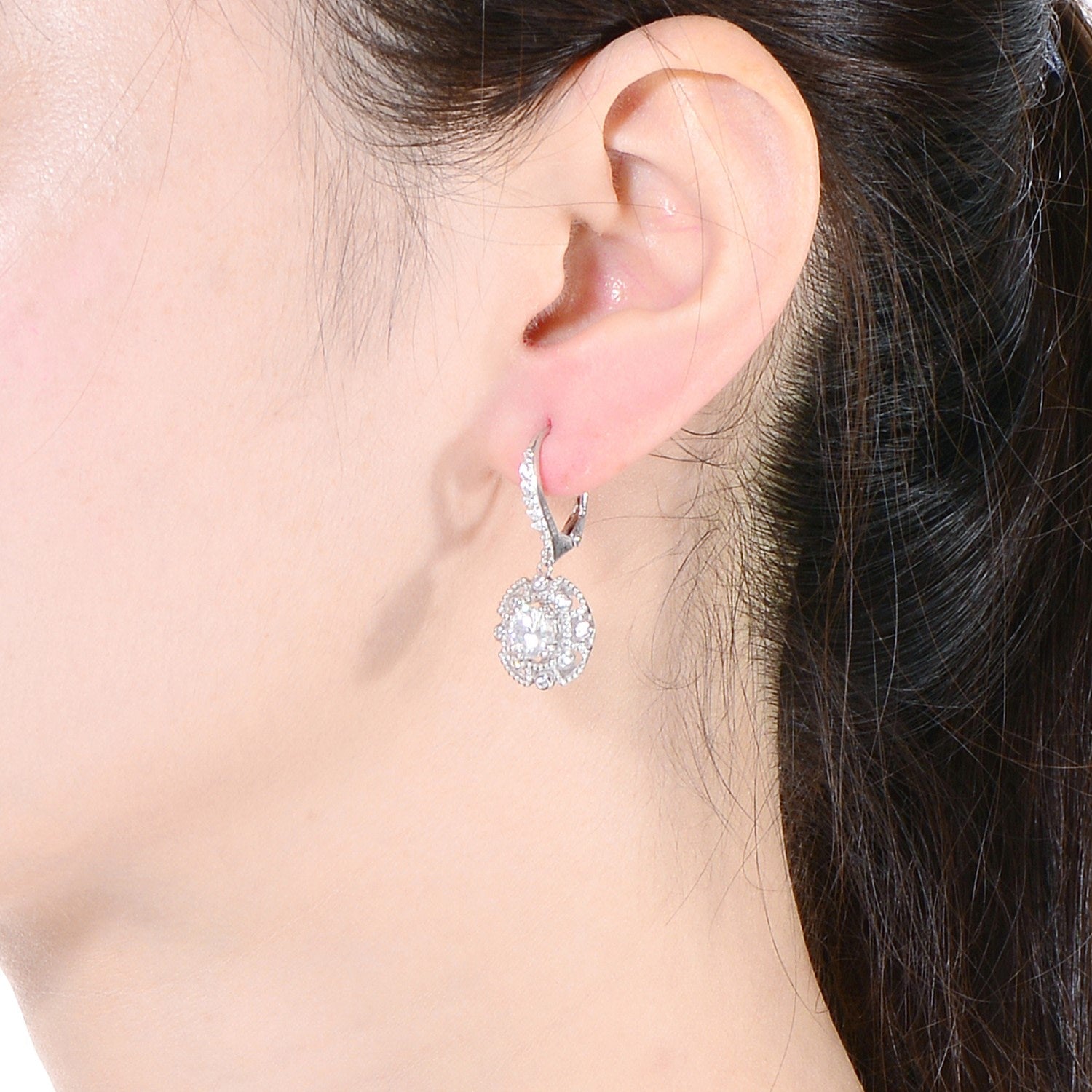 Sterling Silver Cubic Zirconia Charm Earrings