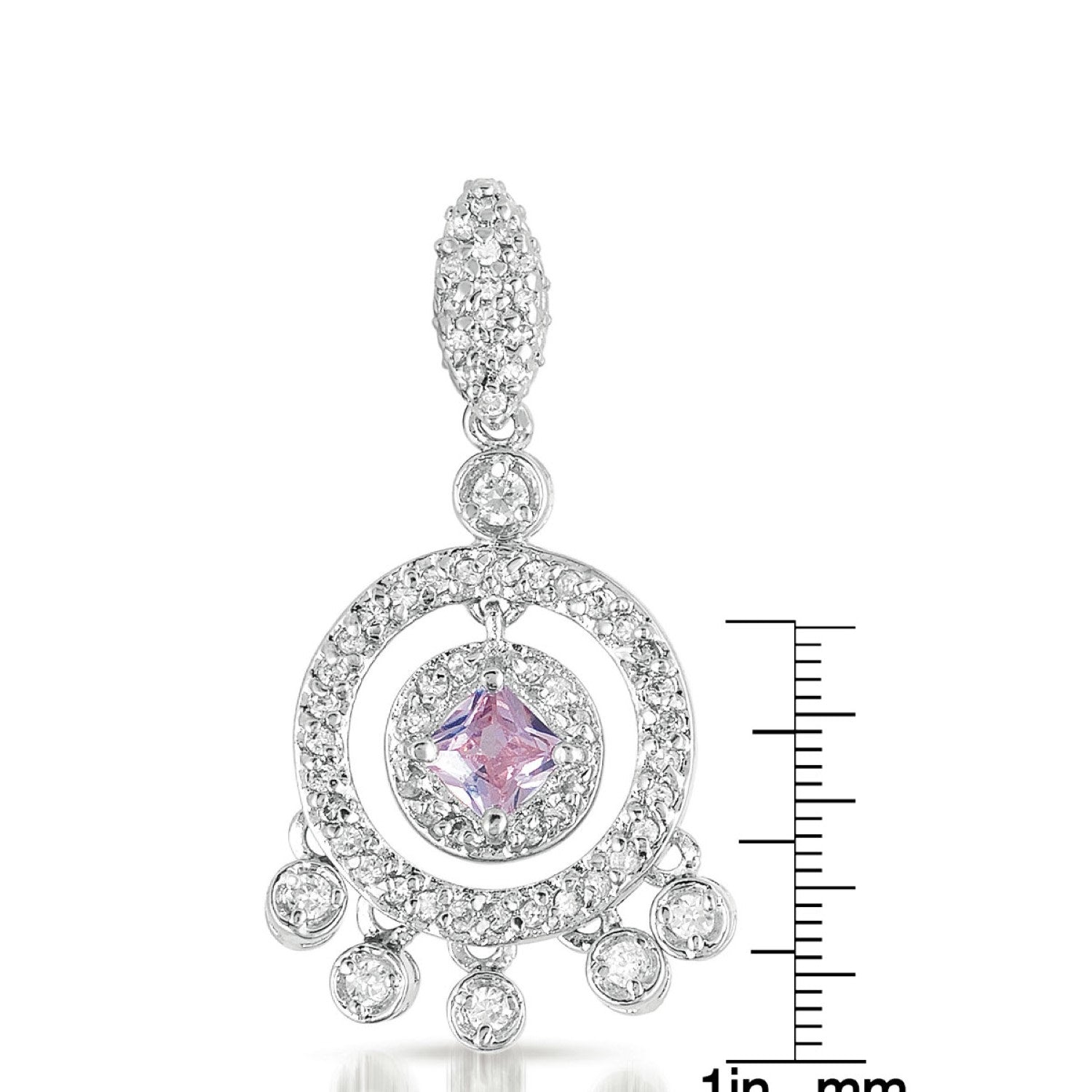 Sterling Silver Cubic Zirconia Circle Chandelier Earrings