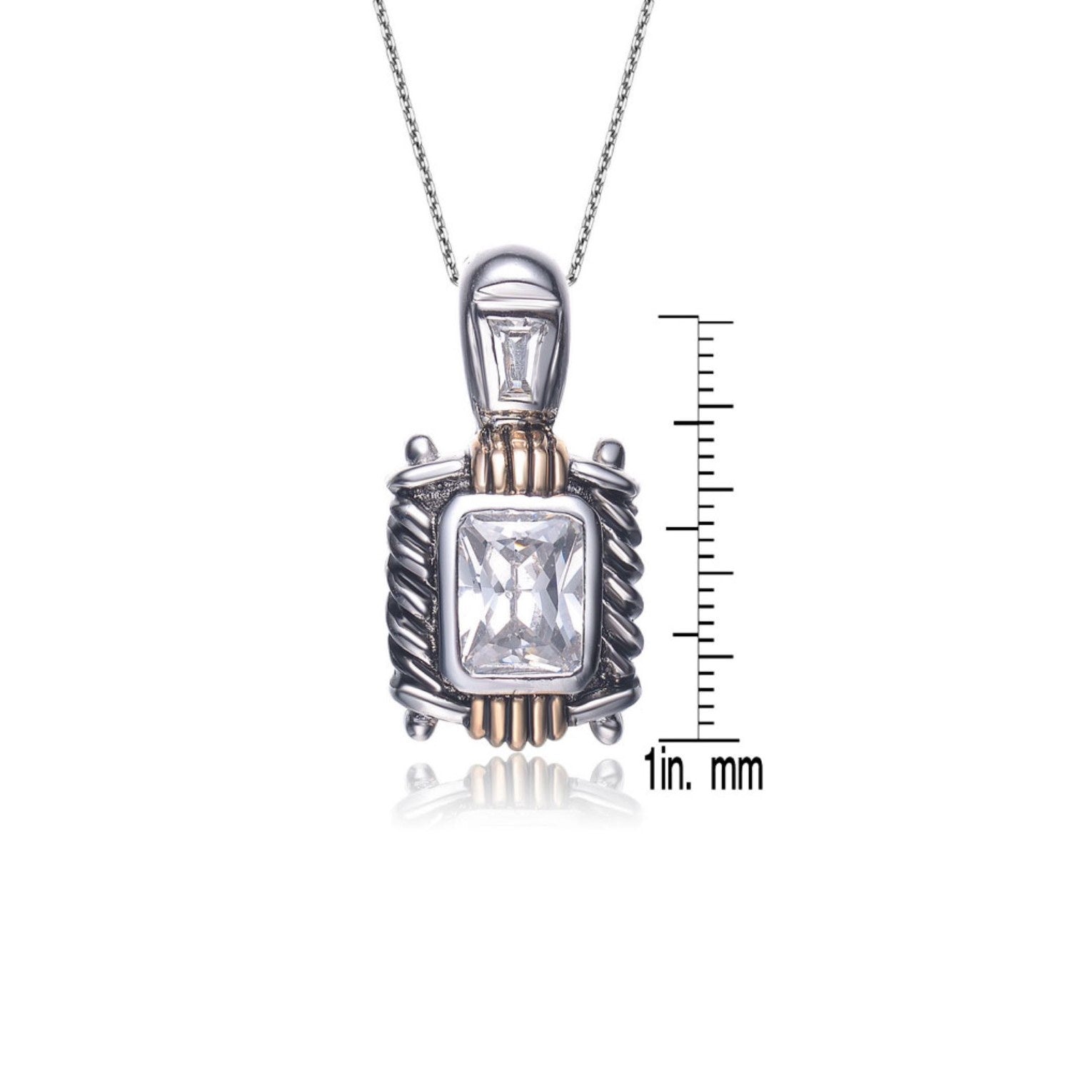 Sterling Silver Cubic Zirconia Crest Necklace