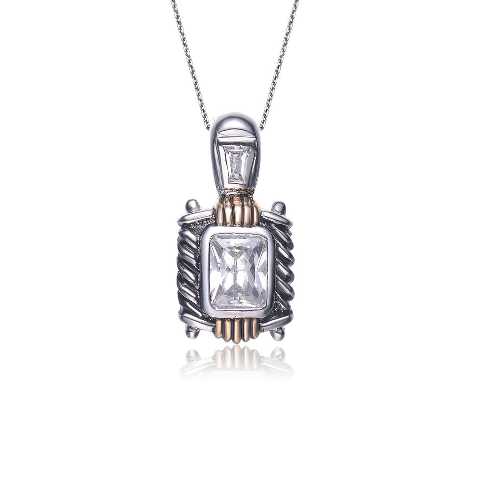 Sterling Silver Cubic Zirconia Crest Necklace