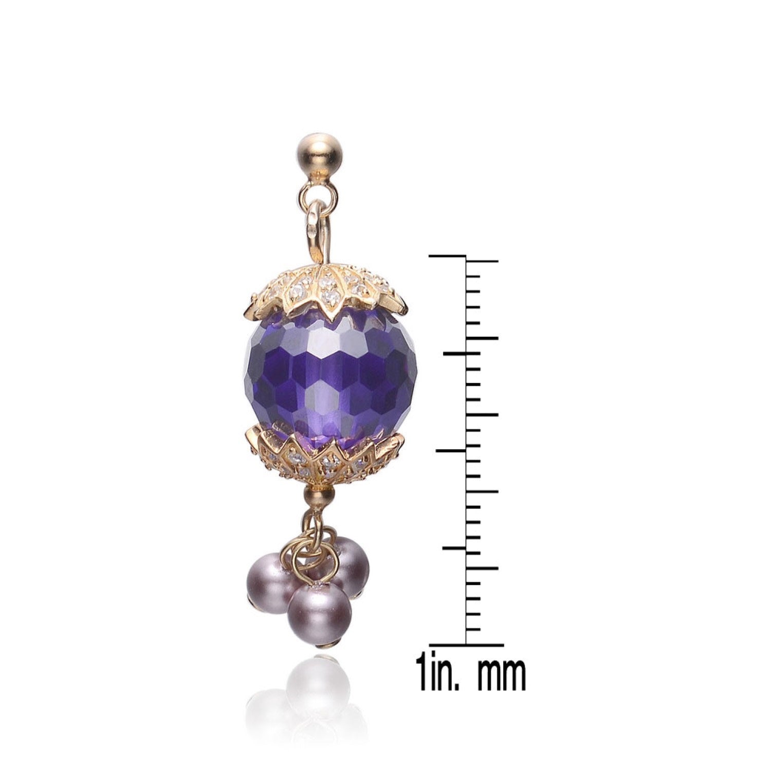 Sterling Silver Cubic Zirconia Crystal Ball Earrings