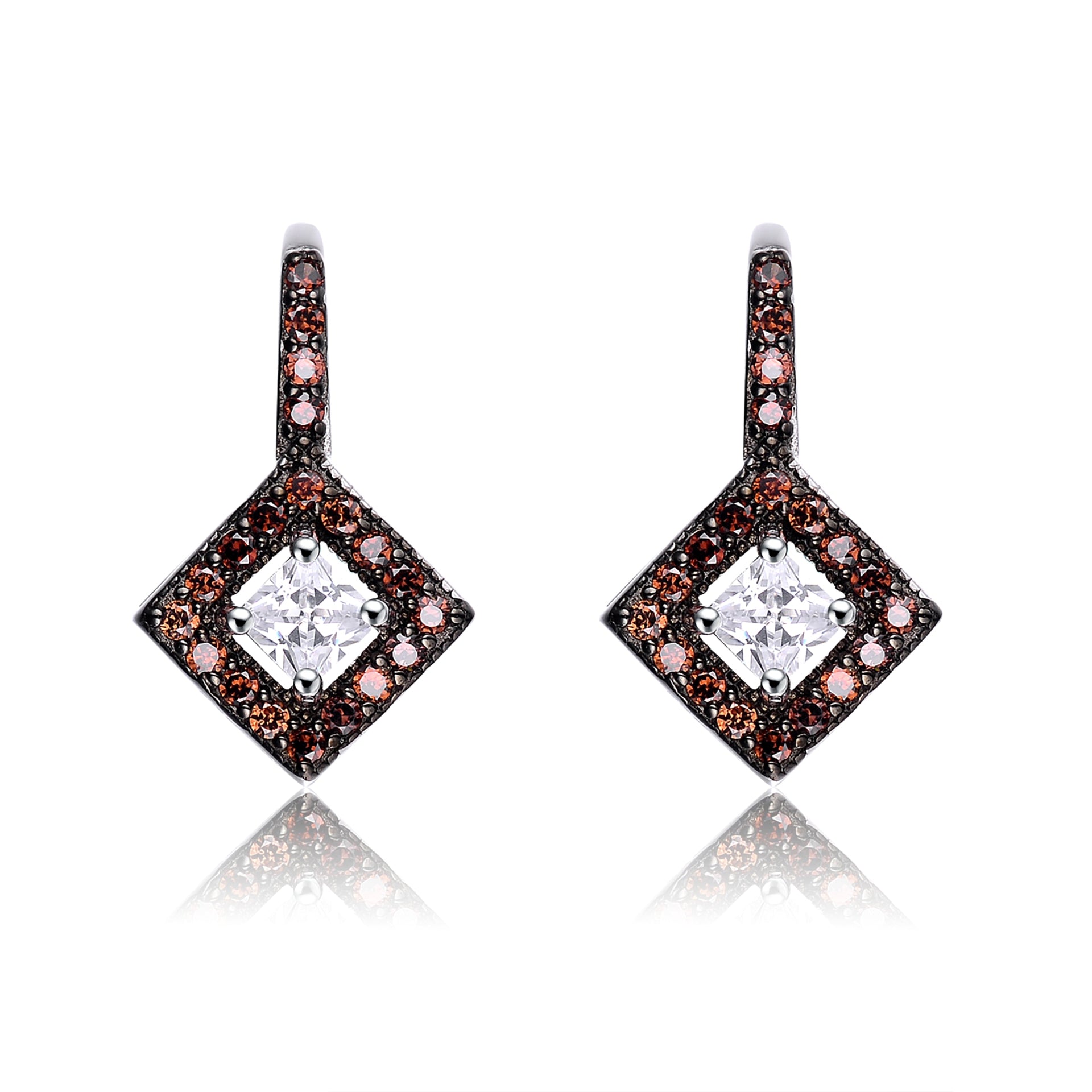 Sterling Silver Cubic Zirconia Dark Drop Earrings