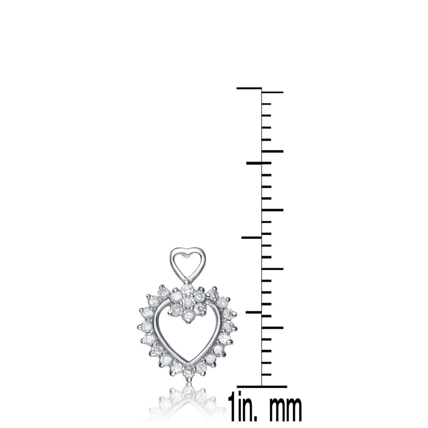 Sterling Silver Cubic Zirconia Double Open Heart Earrings