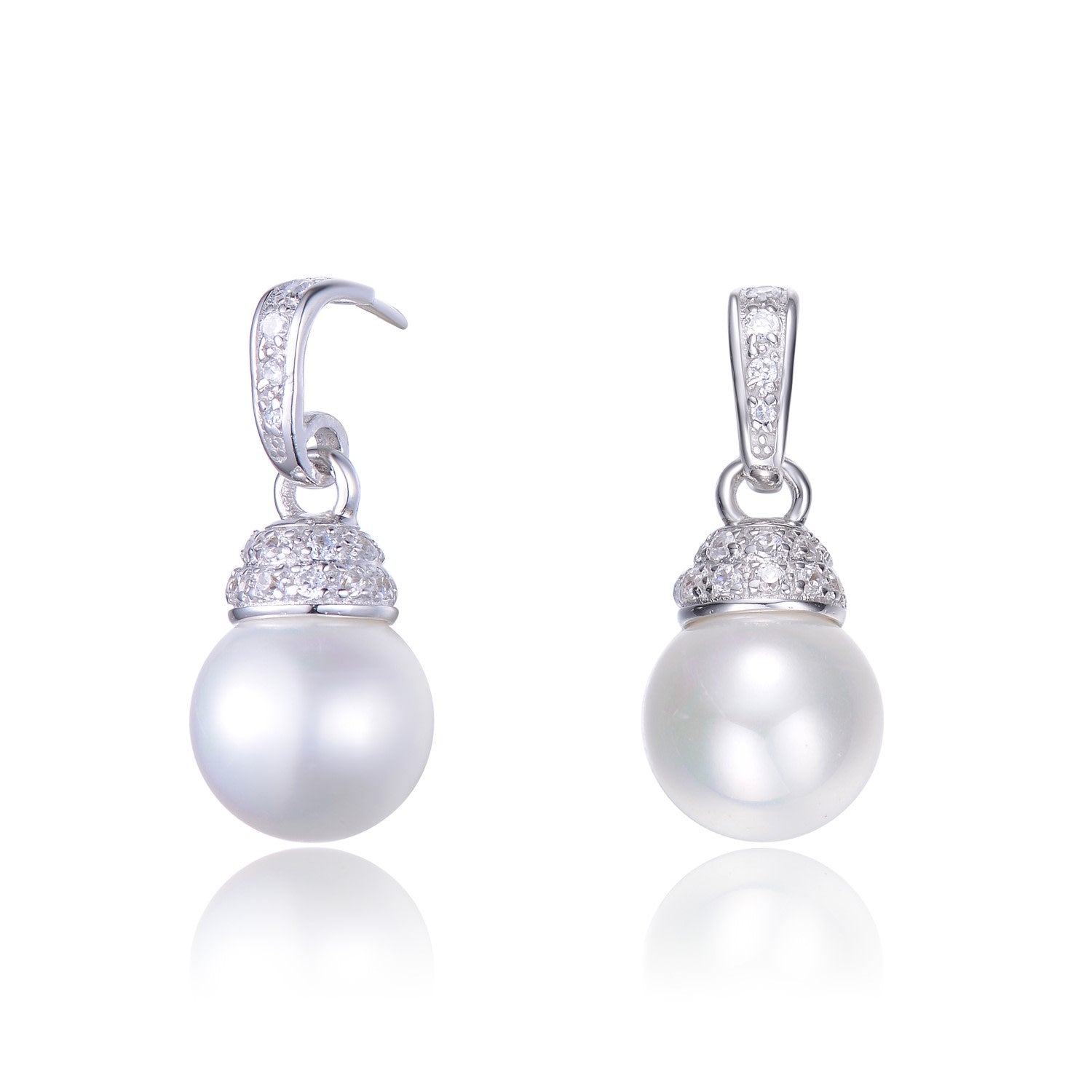 Sterling Silver Cubic Zirconia Drop Earrings With Iridiscent Beads