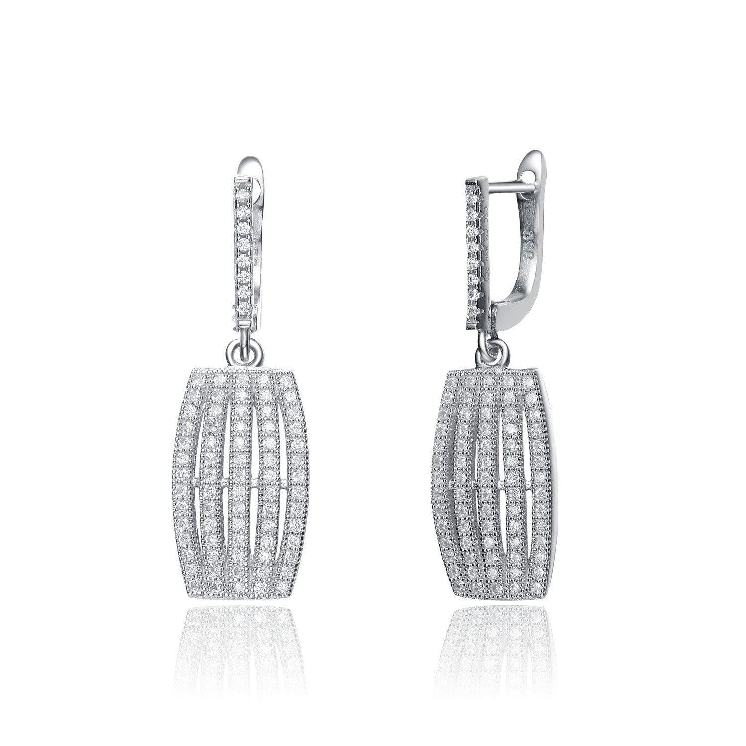 Sterling Silver Cubic Zirconia Five Strand Dangle Earrings