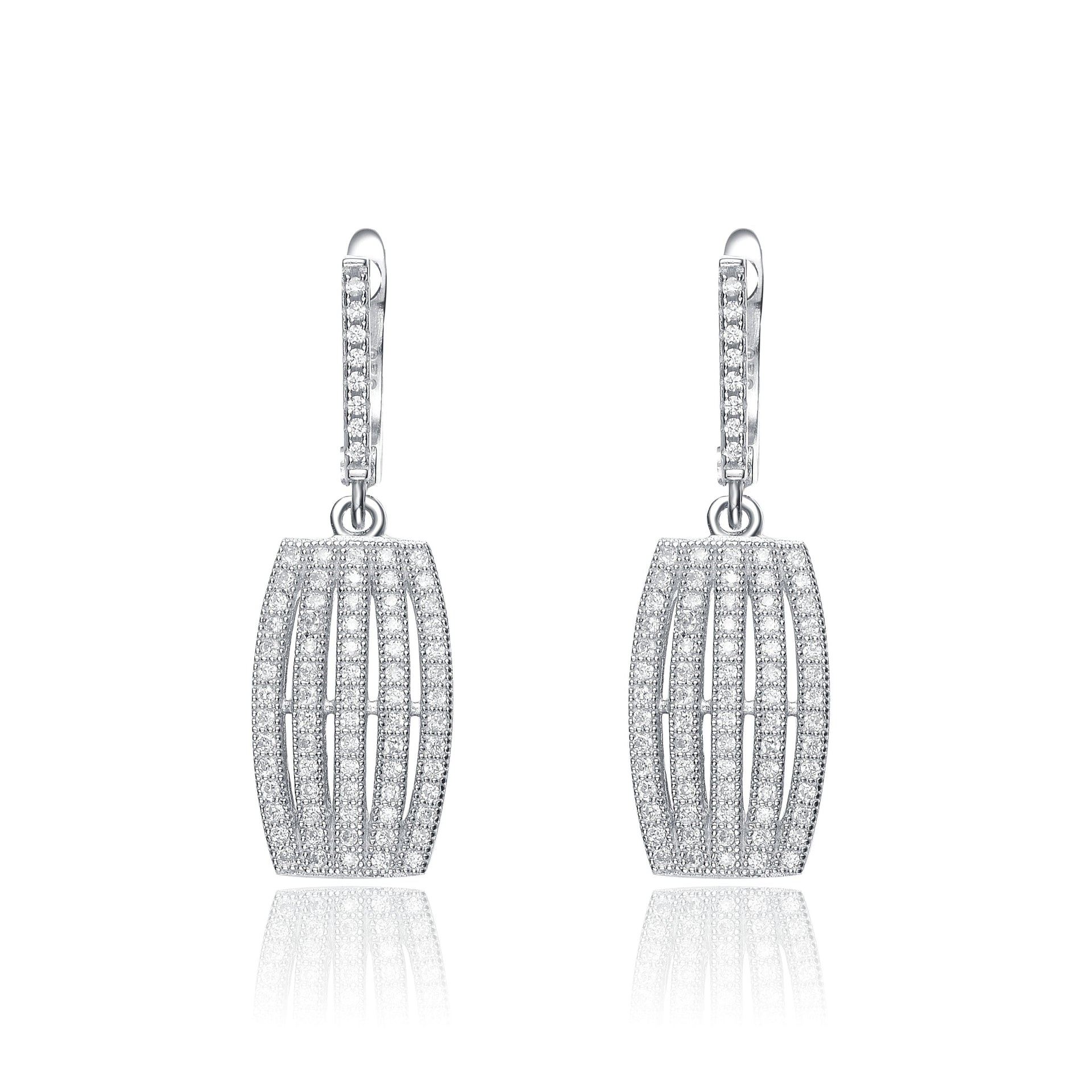 Sterling Silver Cubic Zirconia Five Strand Dangle Earrings