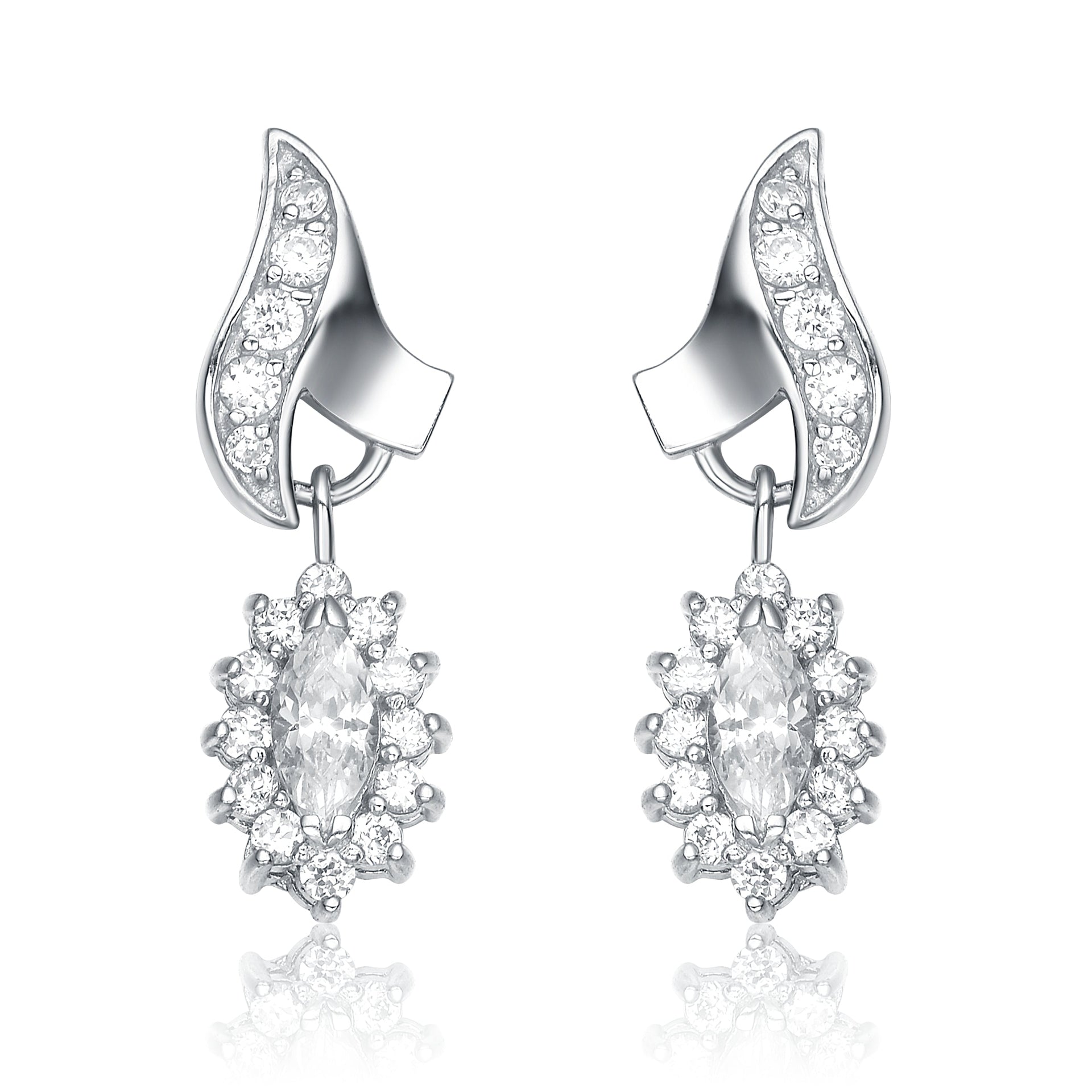 Sterling Silver Cubic Zirconia Flame Earrings