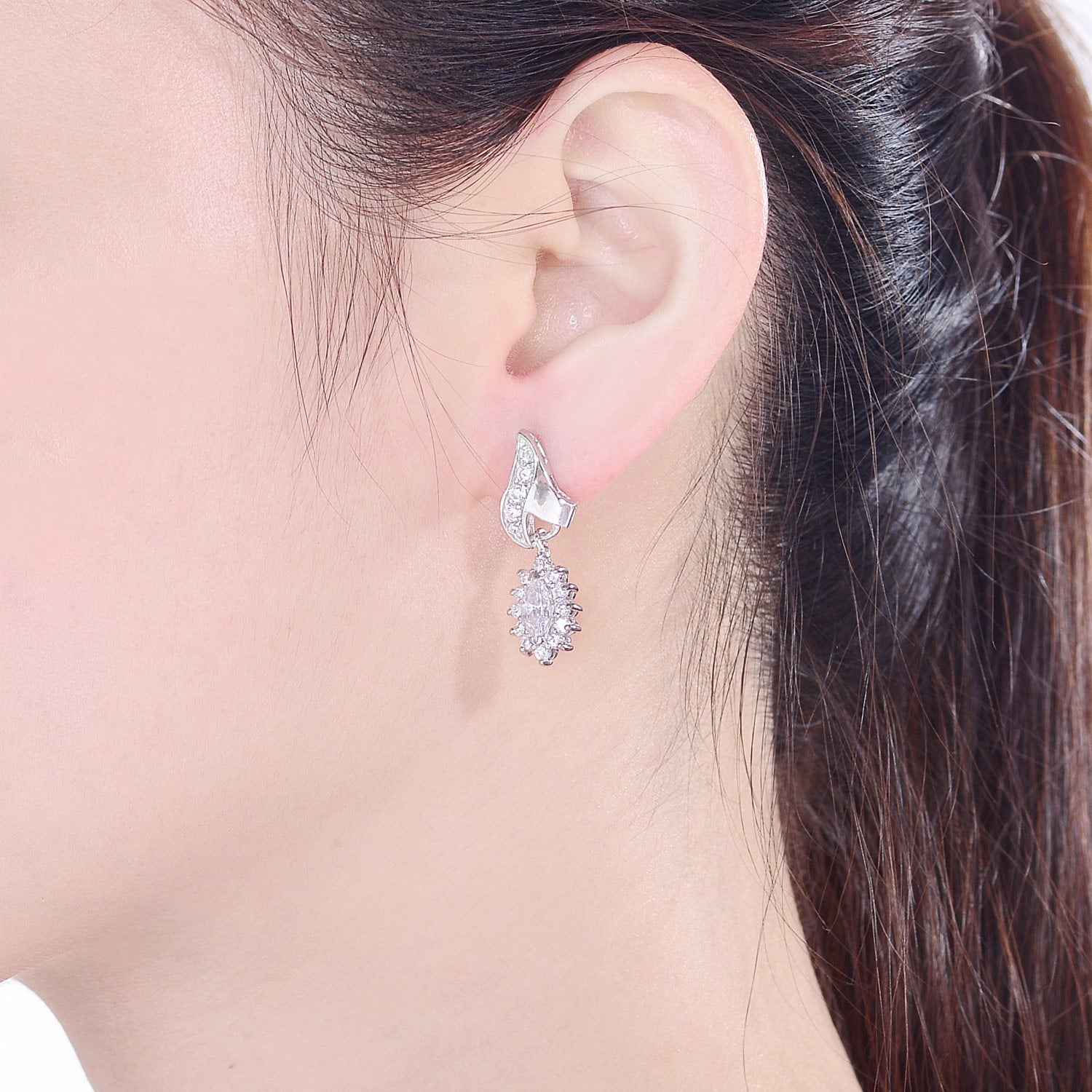 Sterling Silver Cubic Zirconia Flame Earrings